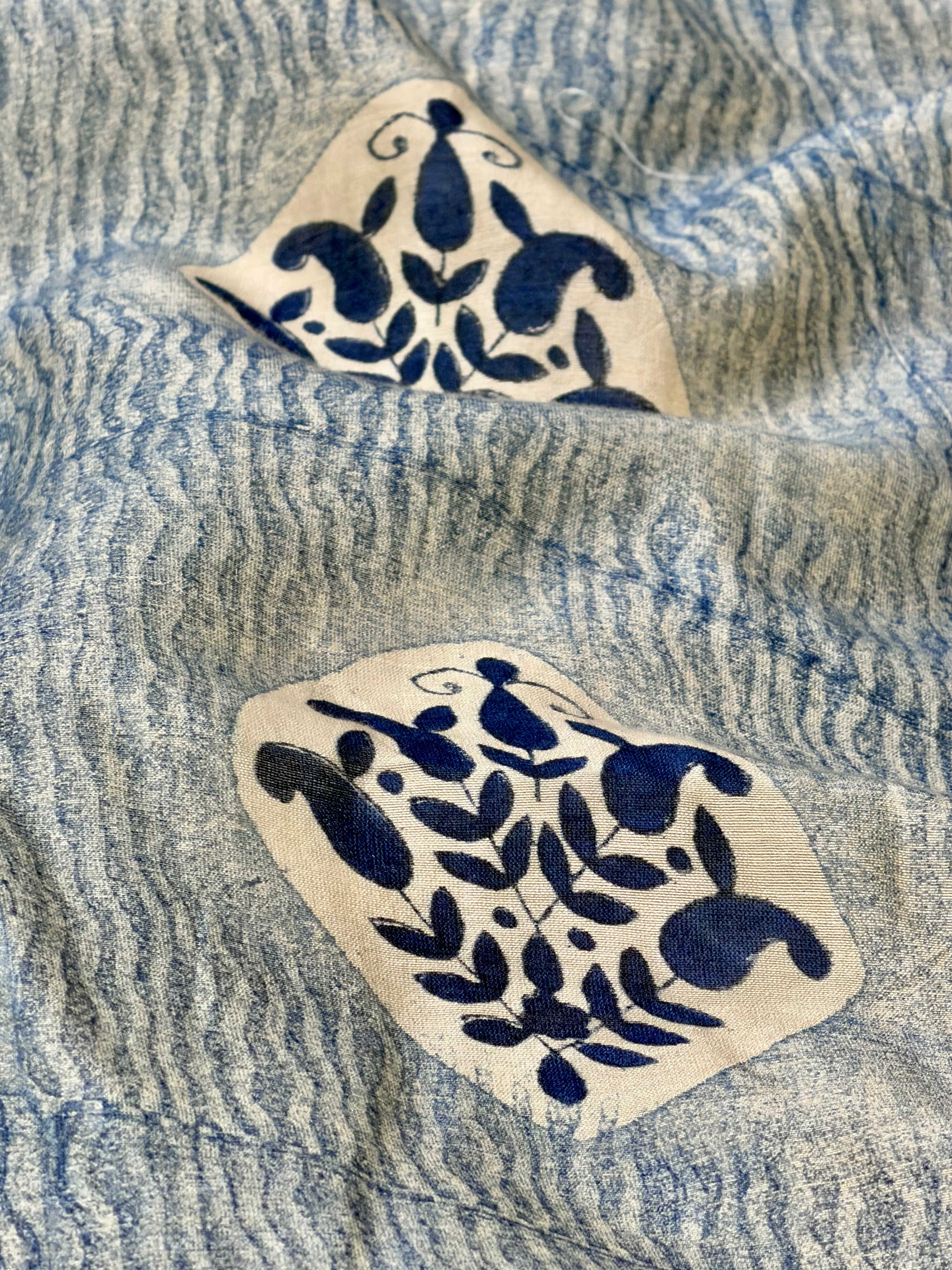 Block Print Pure Chanderi Silk With Floral Motifs