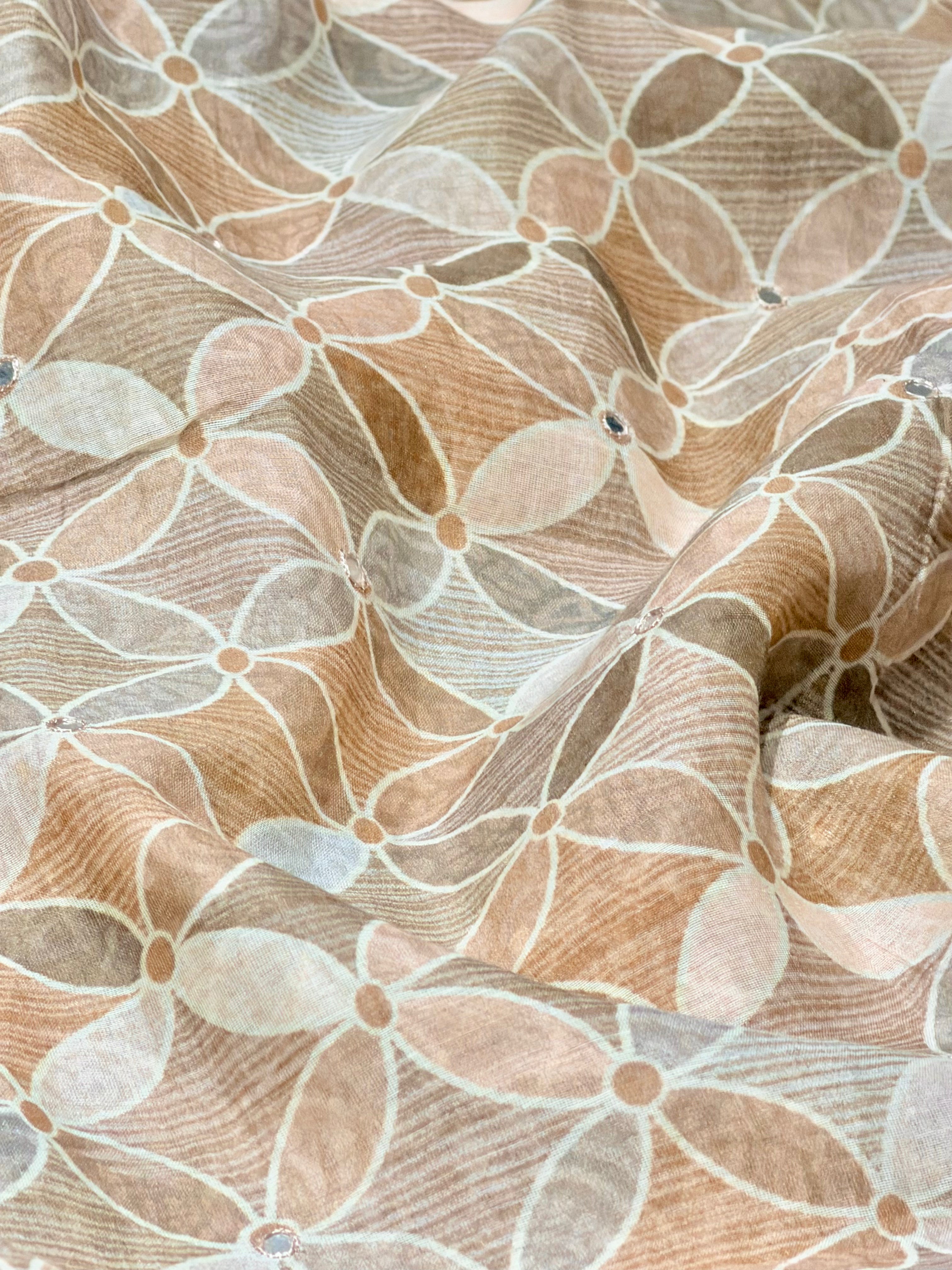 Brown Tone Mul Fabric With Mirror Work