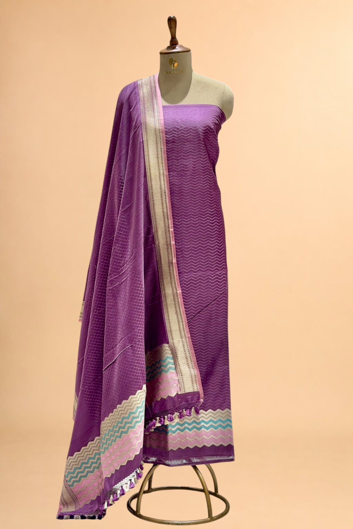 Purple Pure Tanchoi Silk Suit Set
