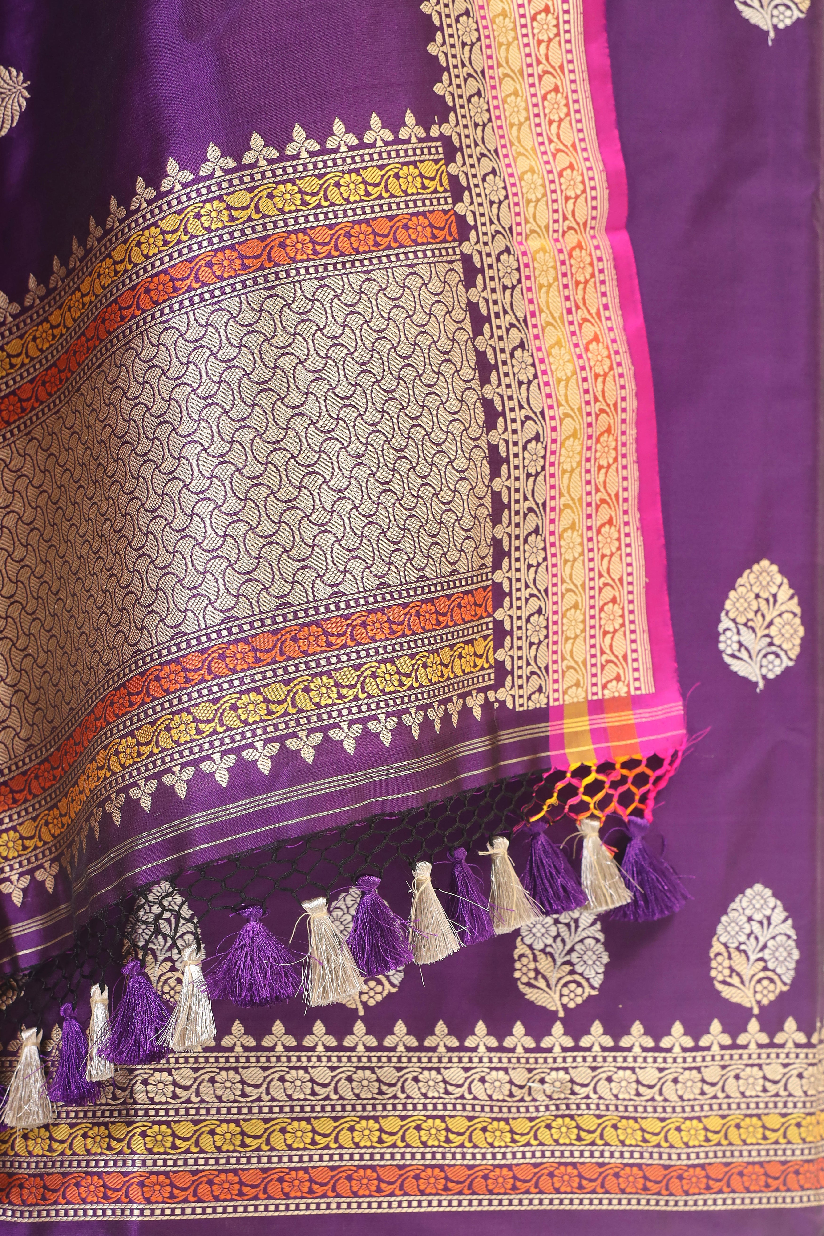 Purple Katan Silk Suit Set With Kadhwa Weaving Dupatta