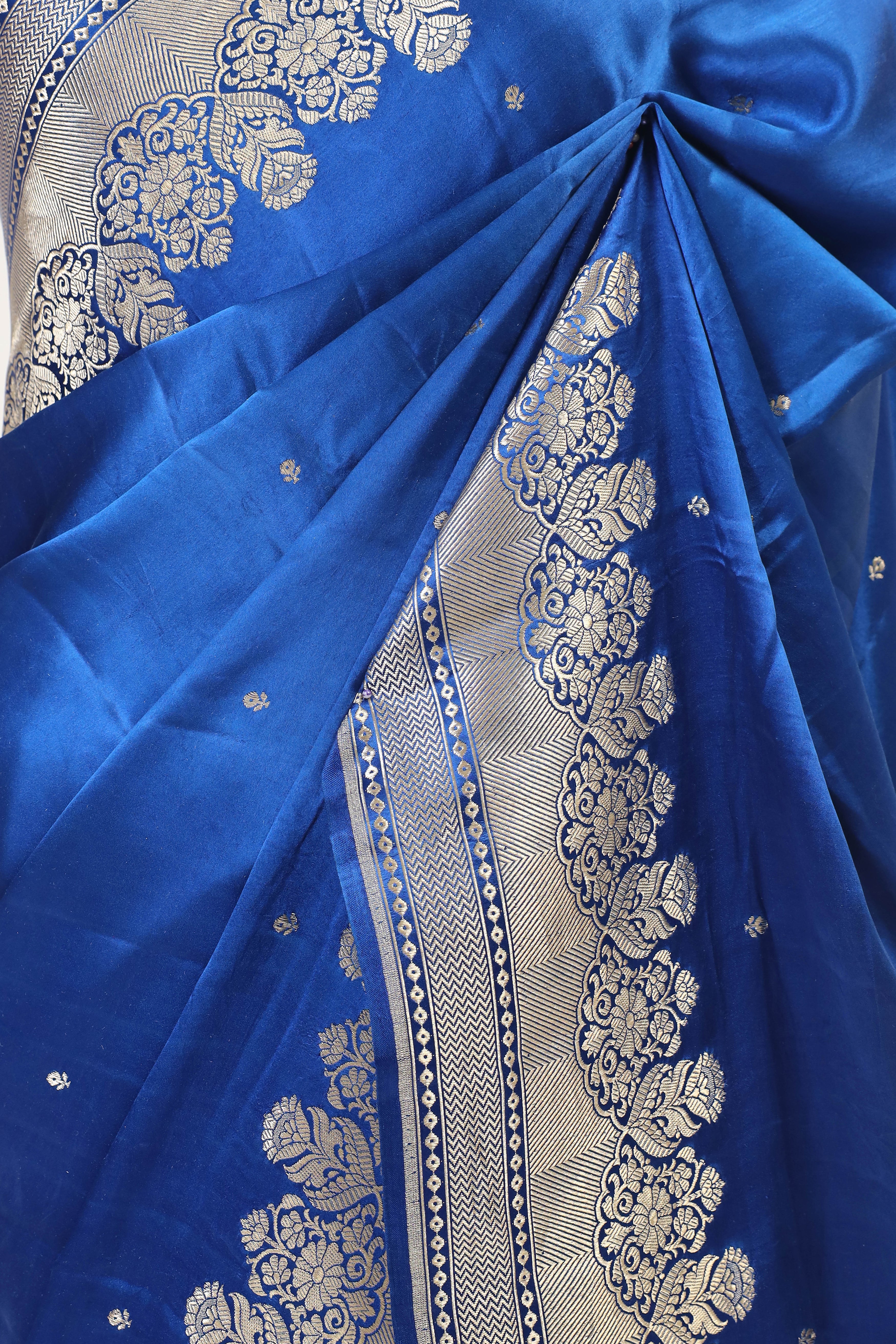 Blue Banarasi Mashru Silk Saree