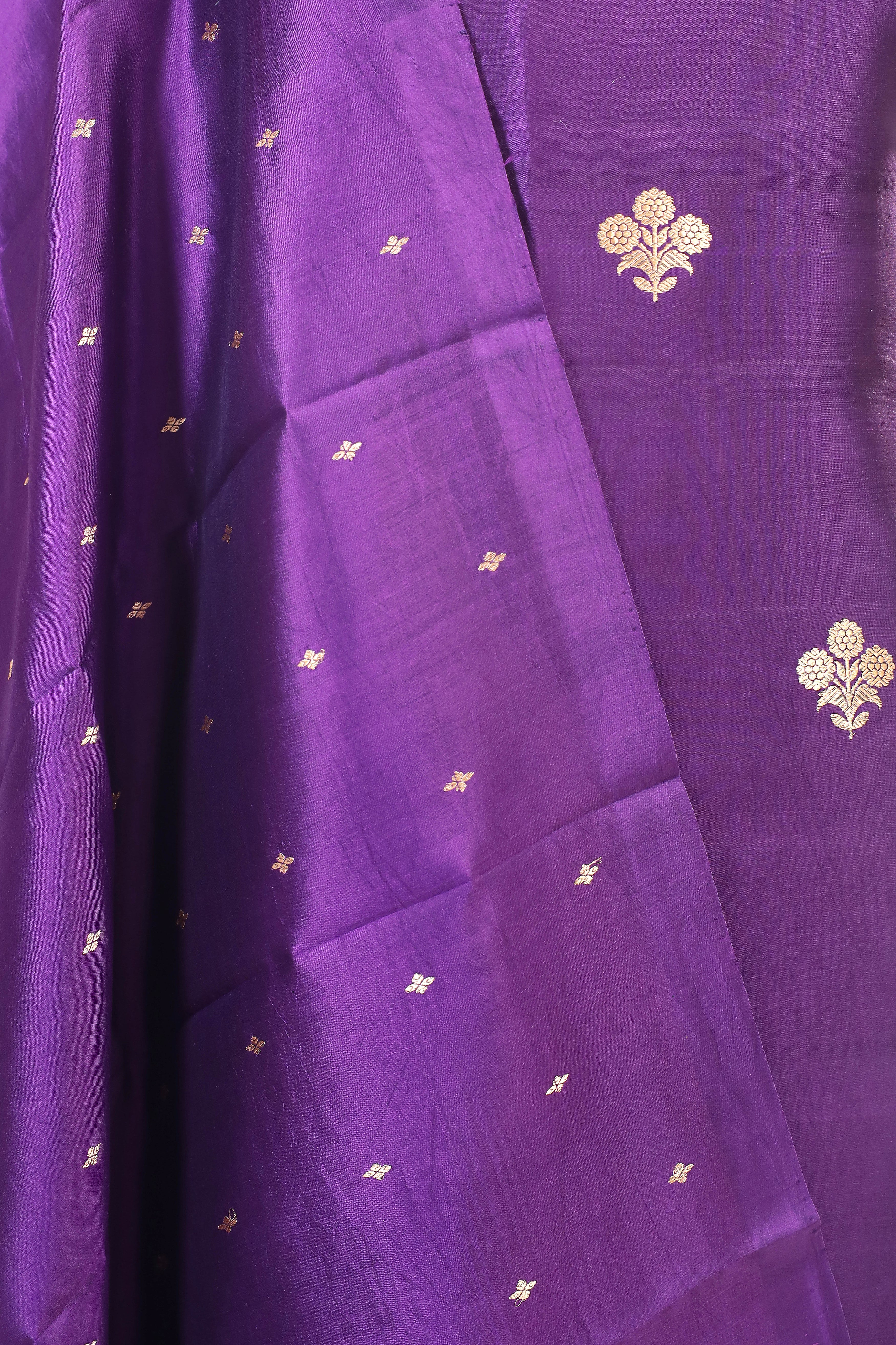 Purple Banarasi Soft Silk Suit Set With Meenakari Border Dupatta