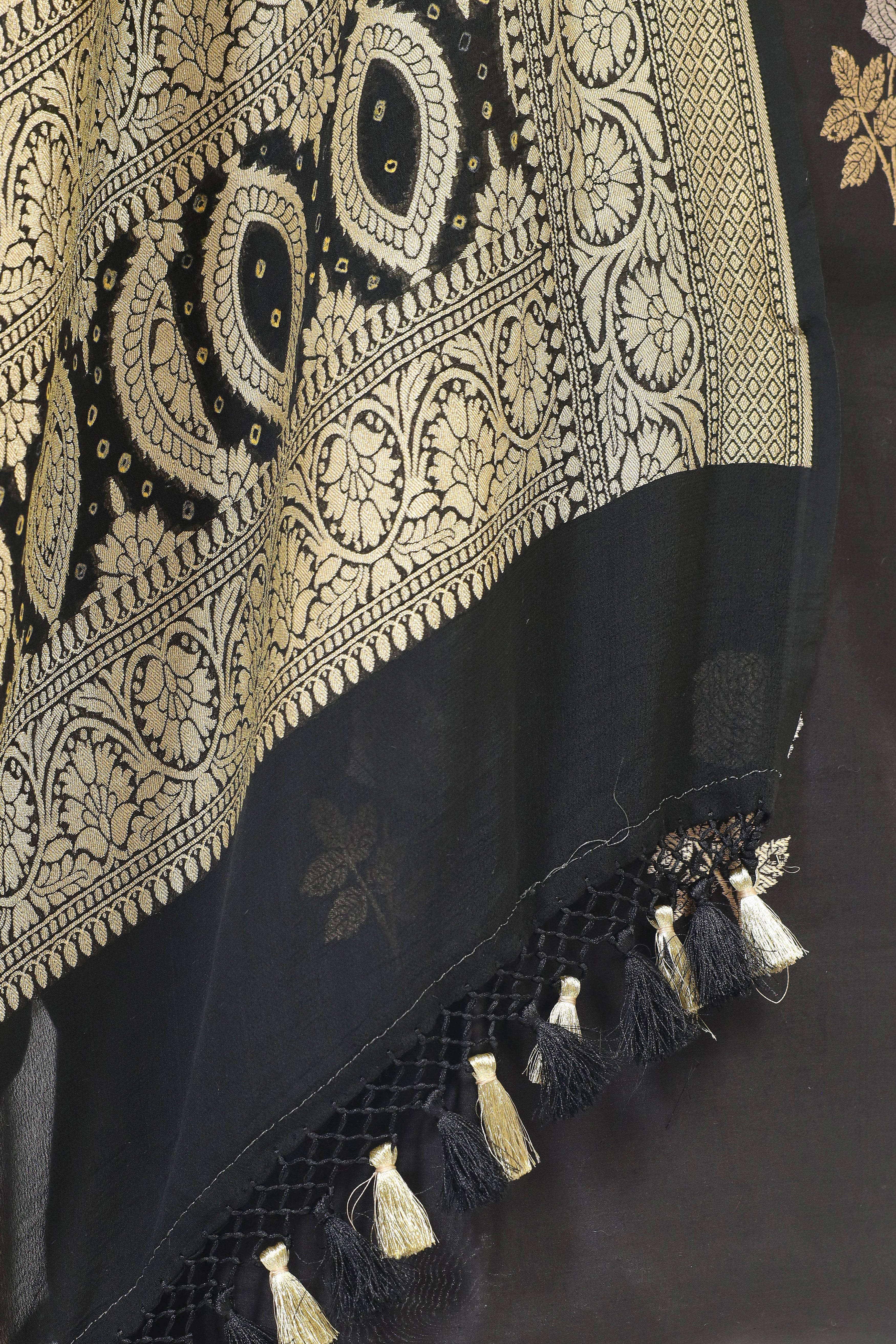 Black Chiniya SIlk Suit Set With Bandhani Dupatta