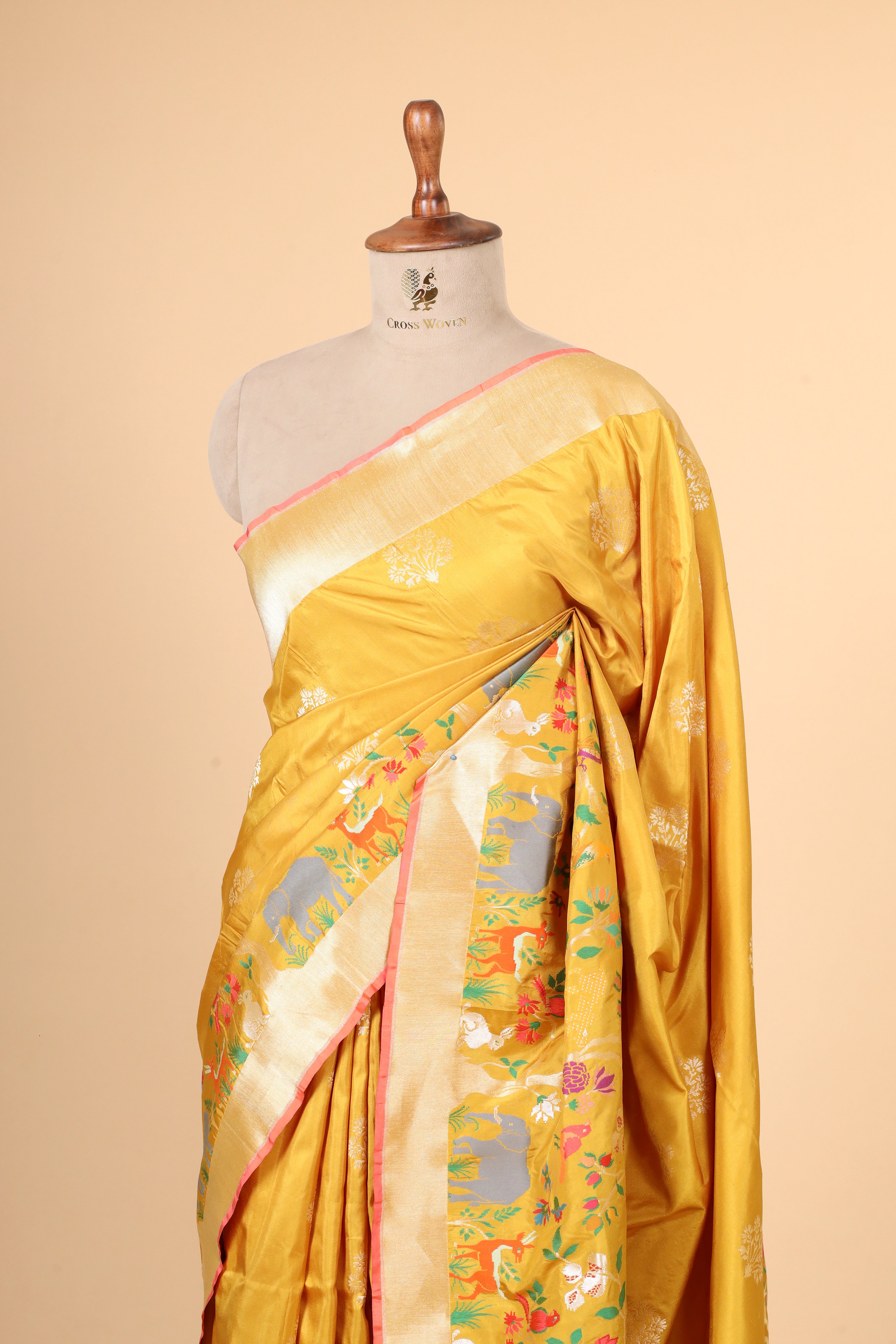 Mustard Yellow Handwoven Pure Banarasi Katan Silk Saree