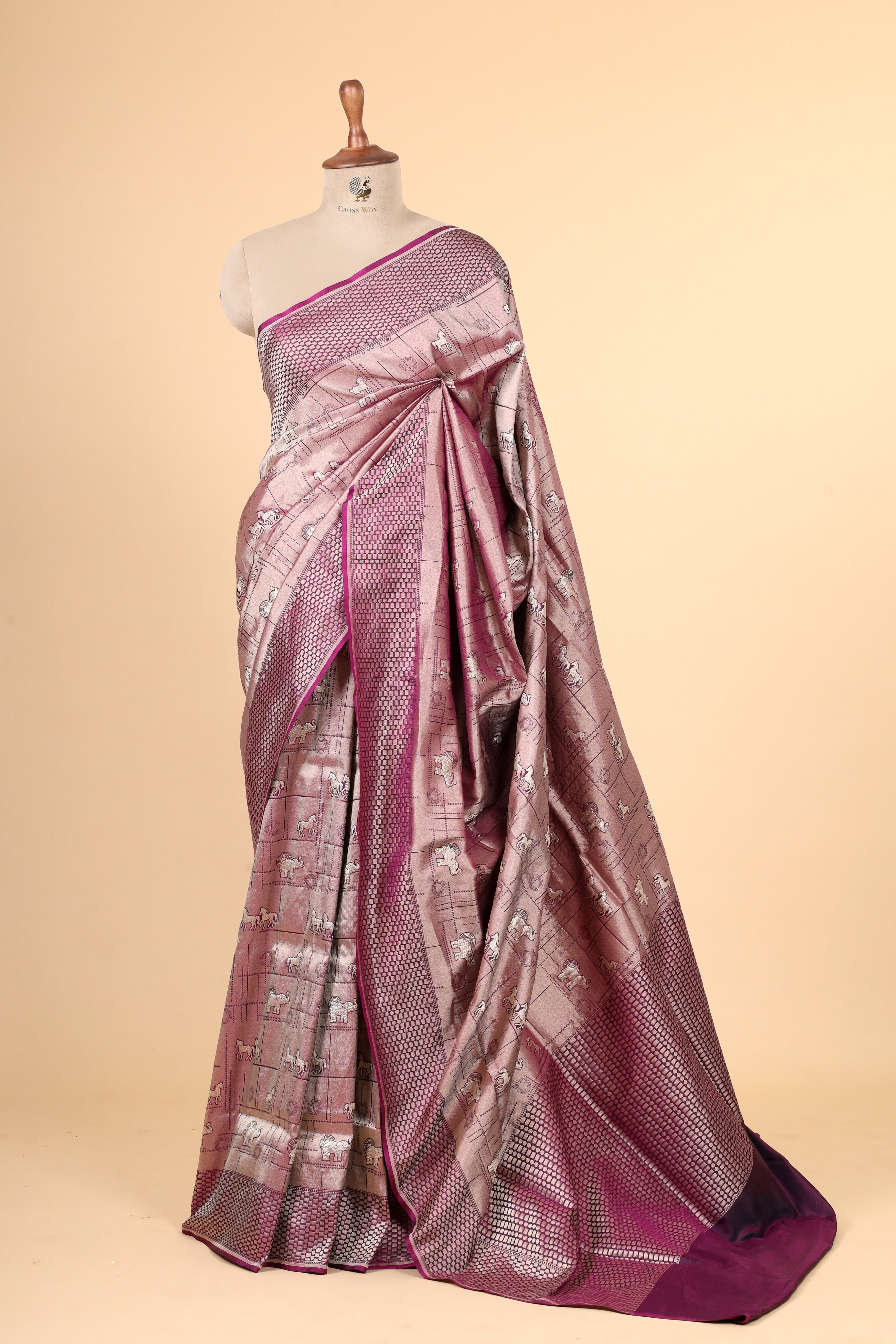 Purple Handwoven Pure Banarasi Katan Silk Saree