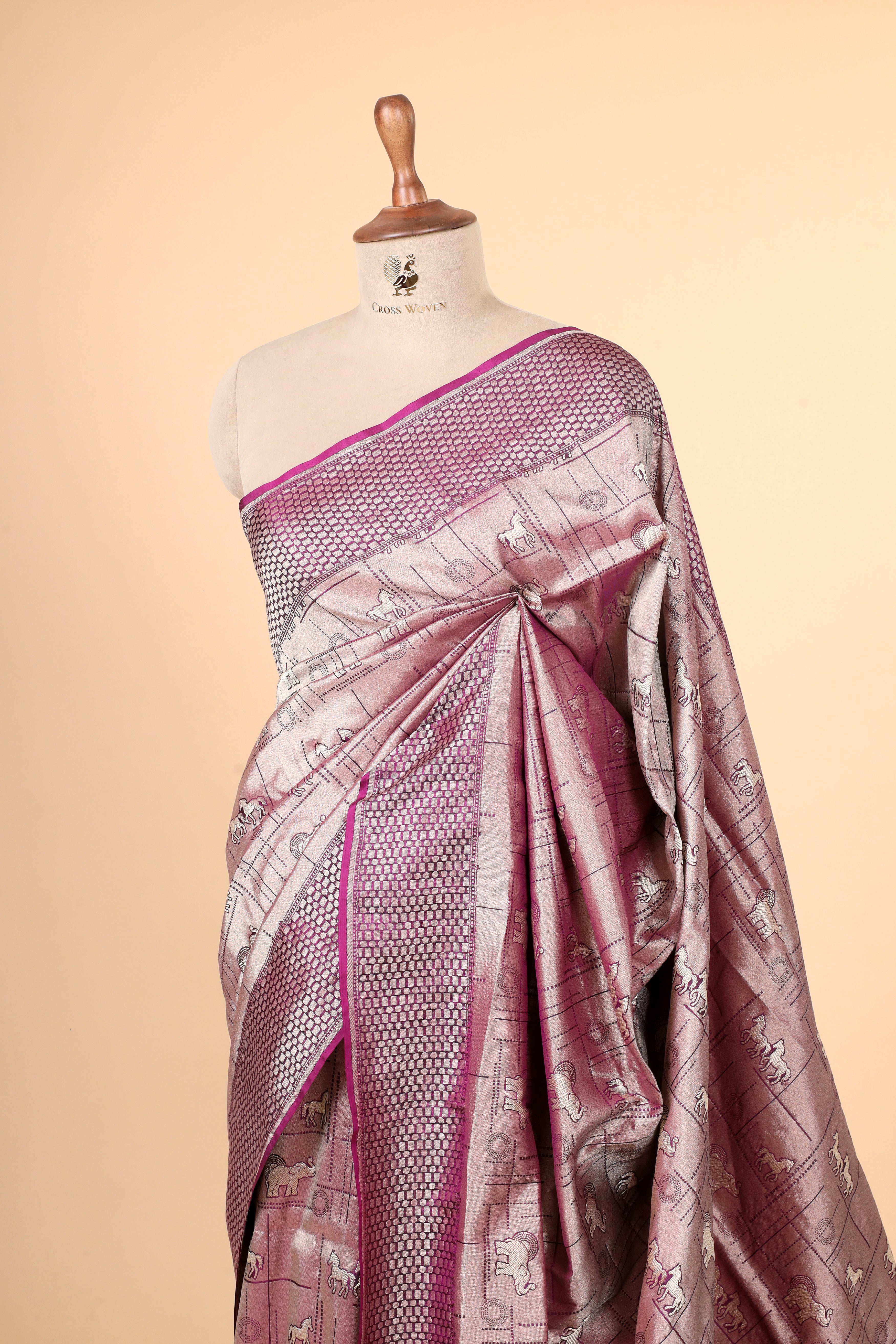 Purple Handwoven Pure Banarasi Katan Silk Saree