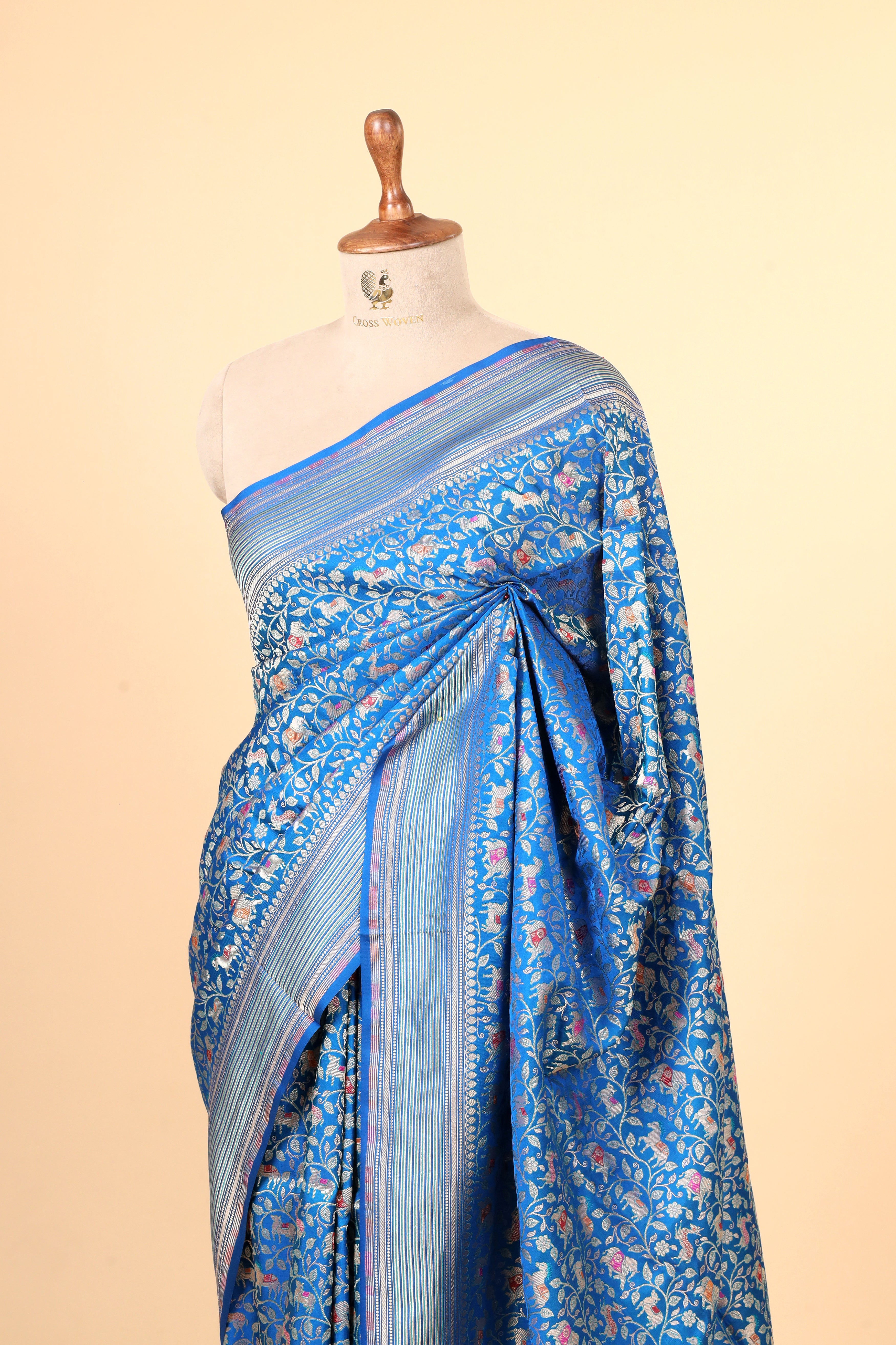 Blue Handwoven Pure Banarasi Katan Silk Saree