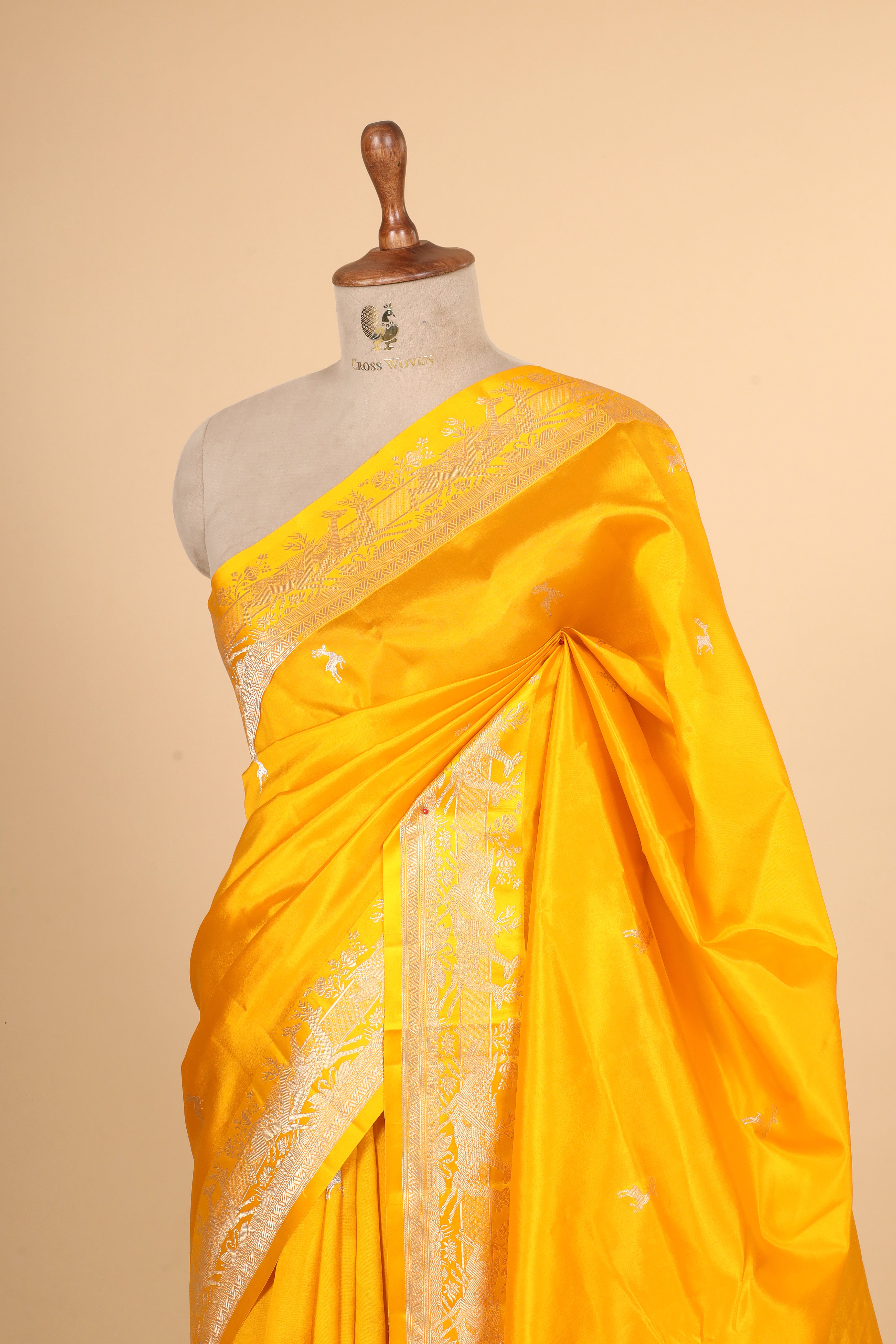 Yellow Handwoven Pure Banarasi Soft Silk Saree