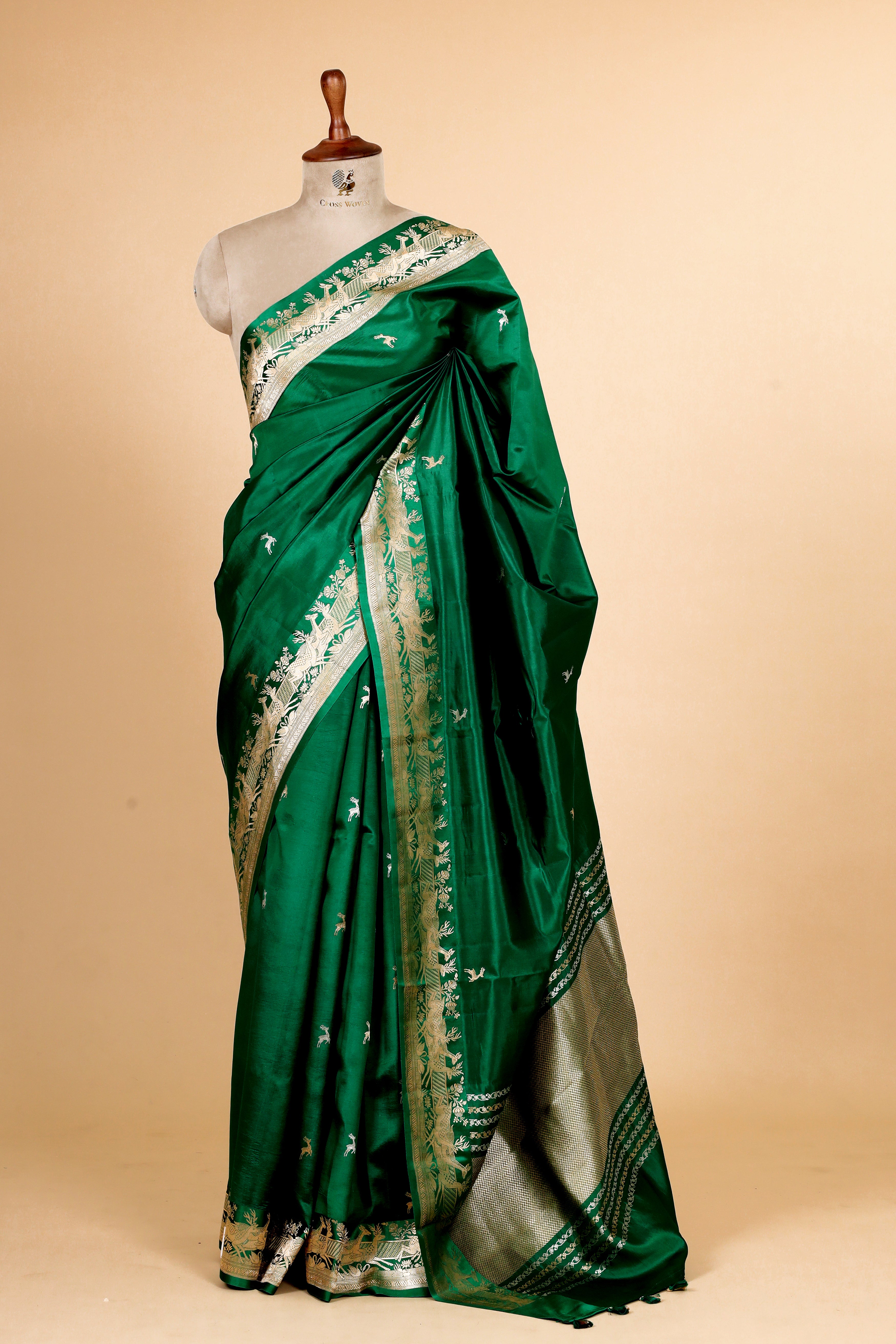 Emerald Green Handwoven Pure Banarasi Soft Silk Saree