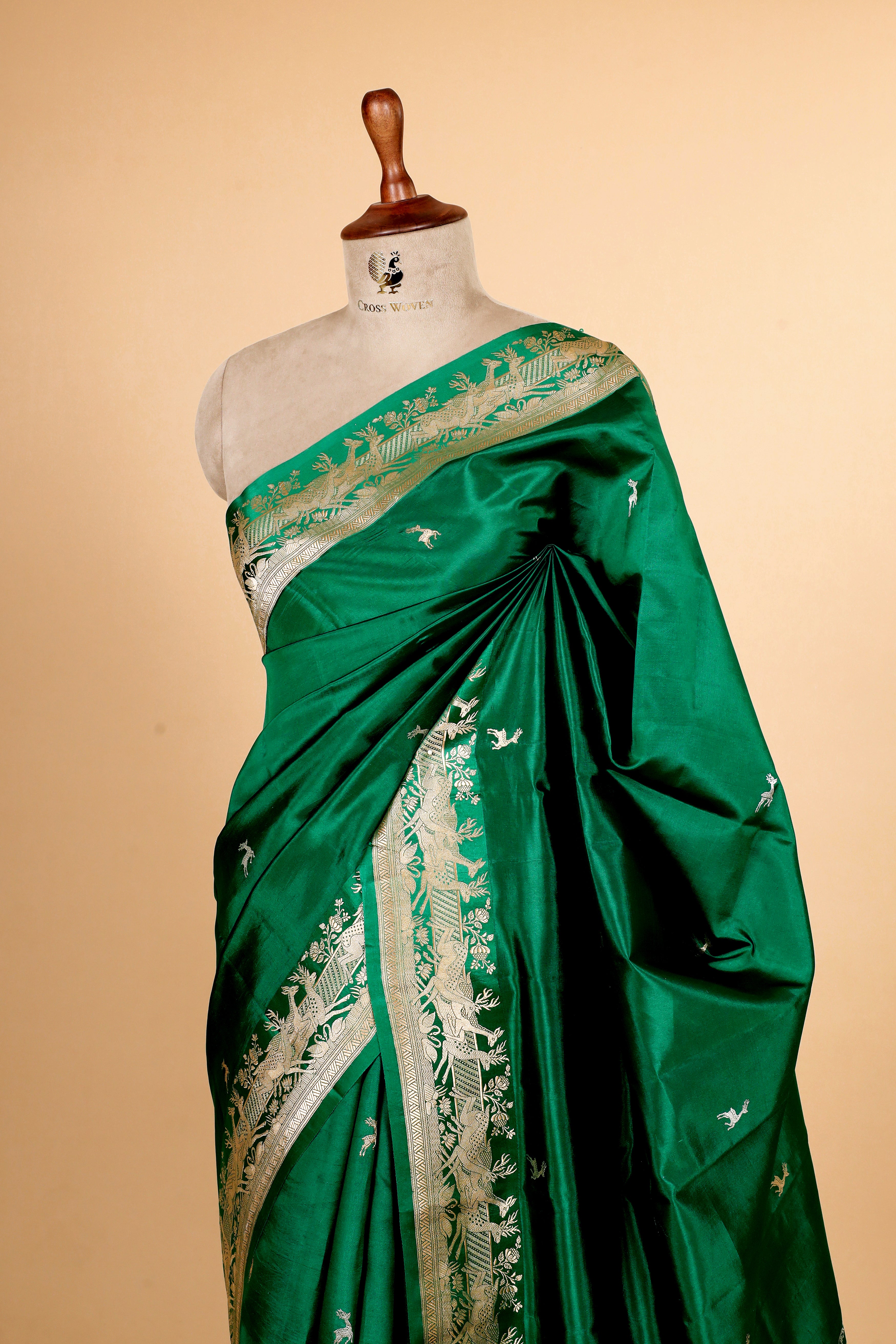 Emerald Green Handwoven Pure Banarasi Soft Silk Saree