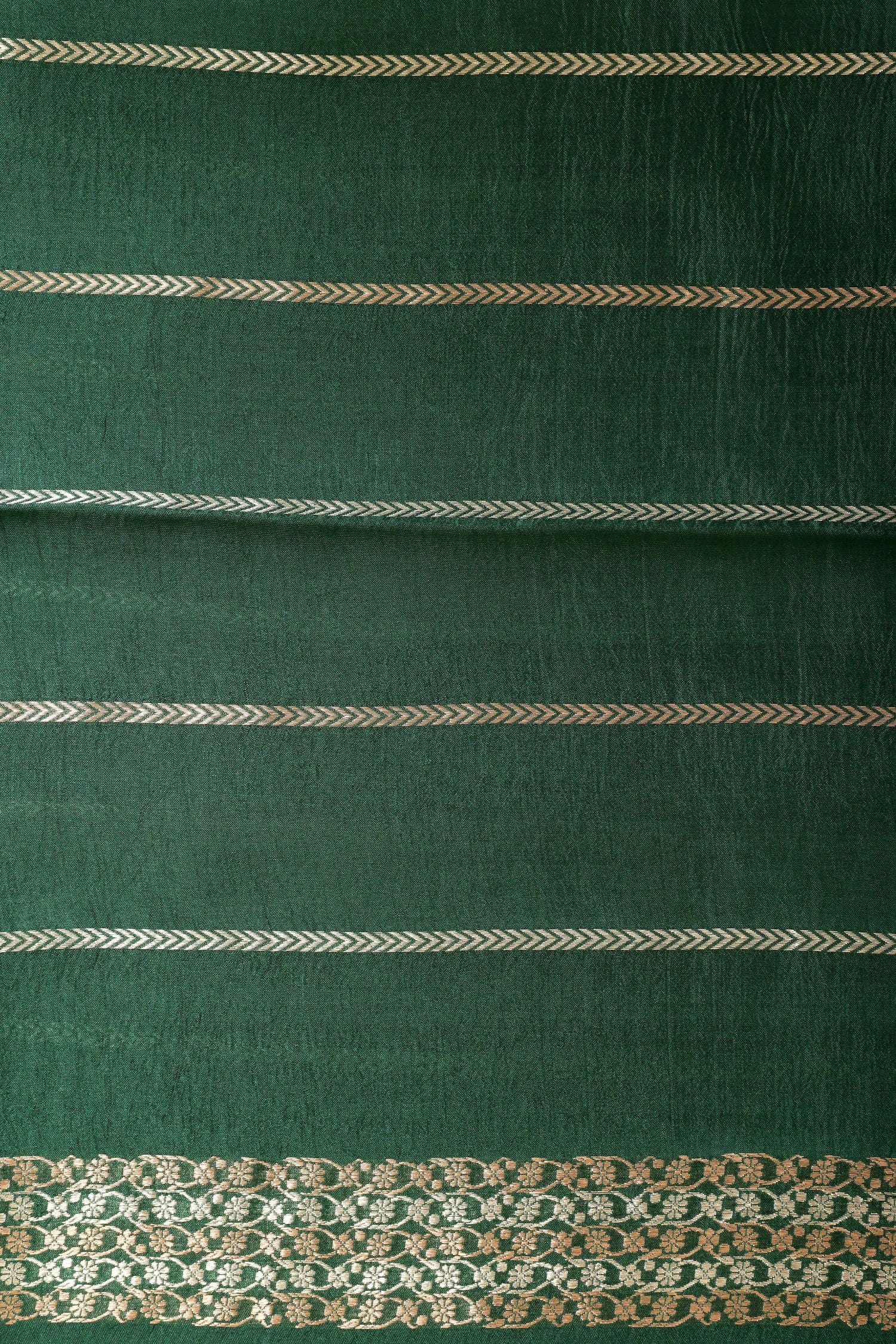 Deep Green Handwoven Pure Banarasi Soft Silk Saree