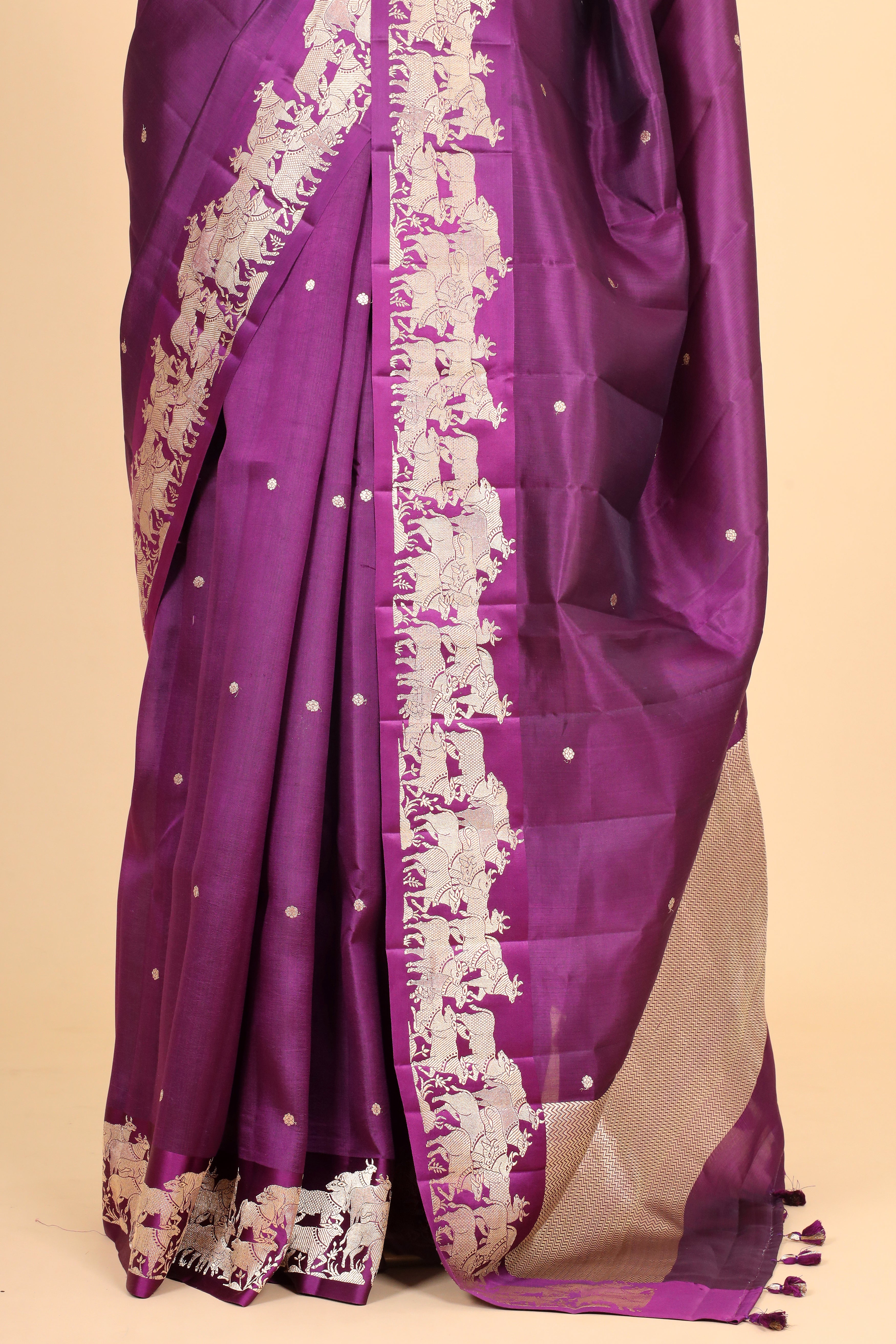 Magenta Purple Handwoven Pure Banarasi Soft Silk Saree