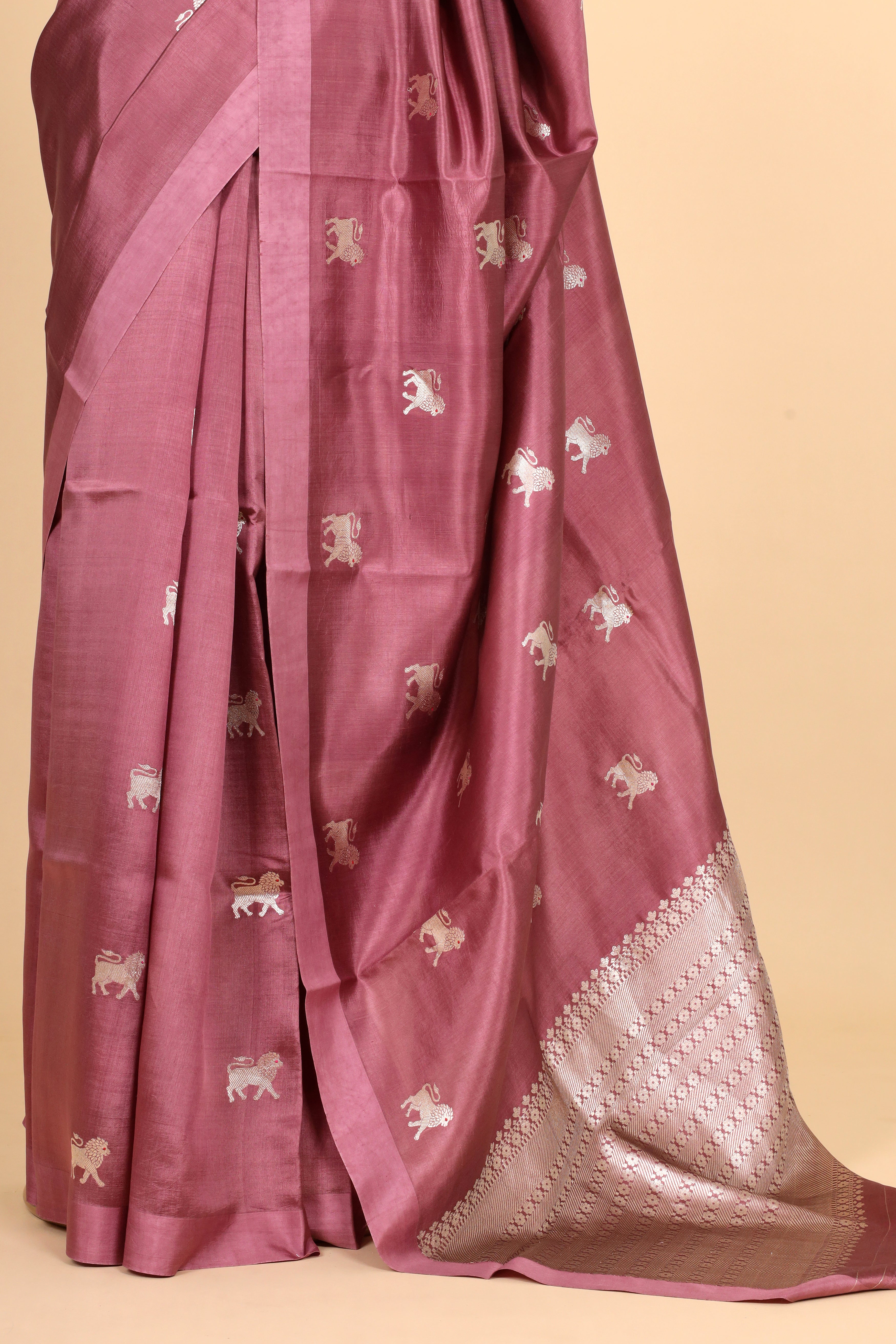 Dusty Rose Handwoven Pure Banarasi Soft Silk Saree
