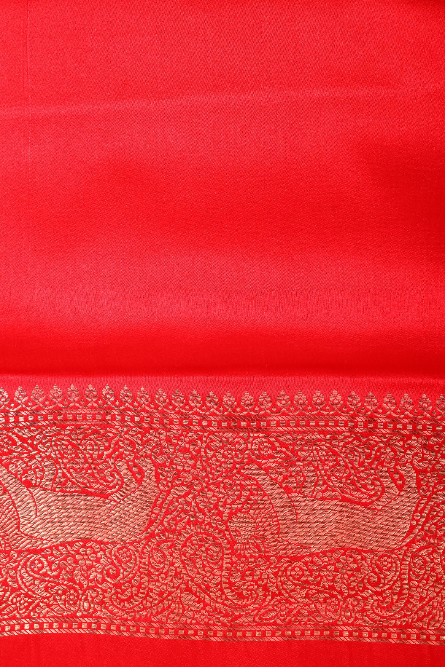 Red Mashru Silk Saree With Brocade Allover Jaal