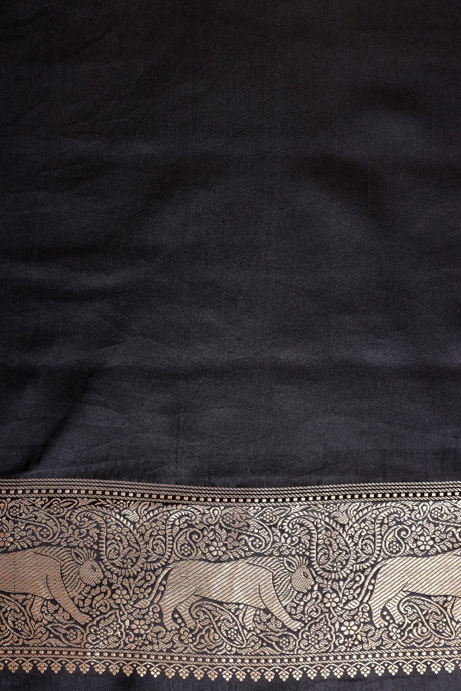 Black Mashru Silk Saree With Brocade Allover Jaal