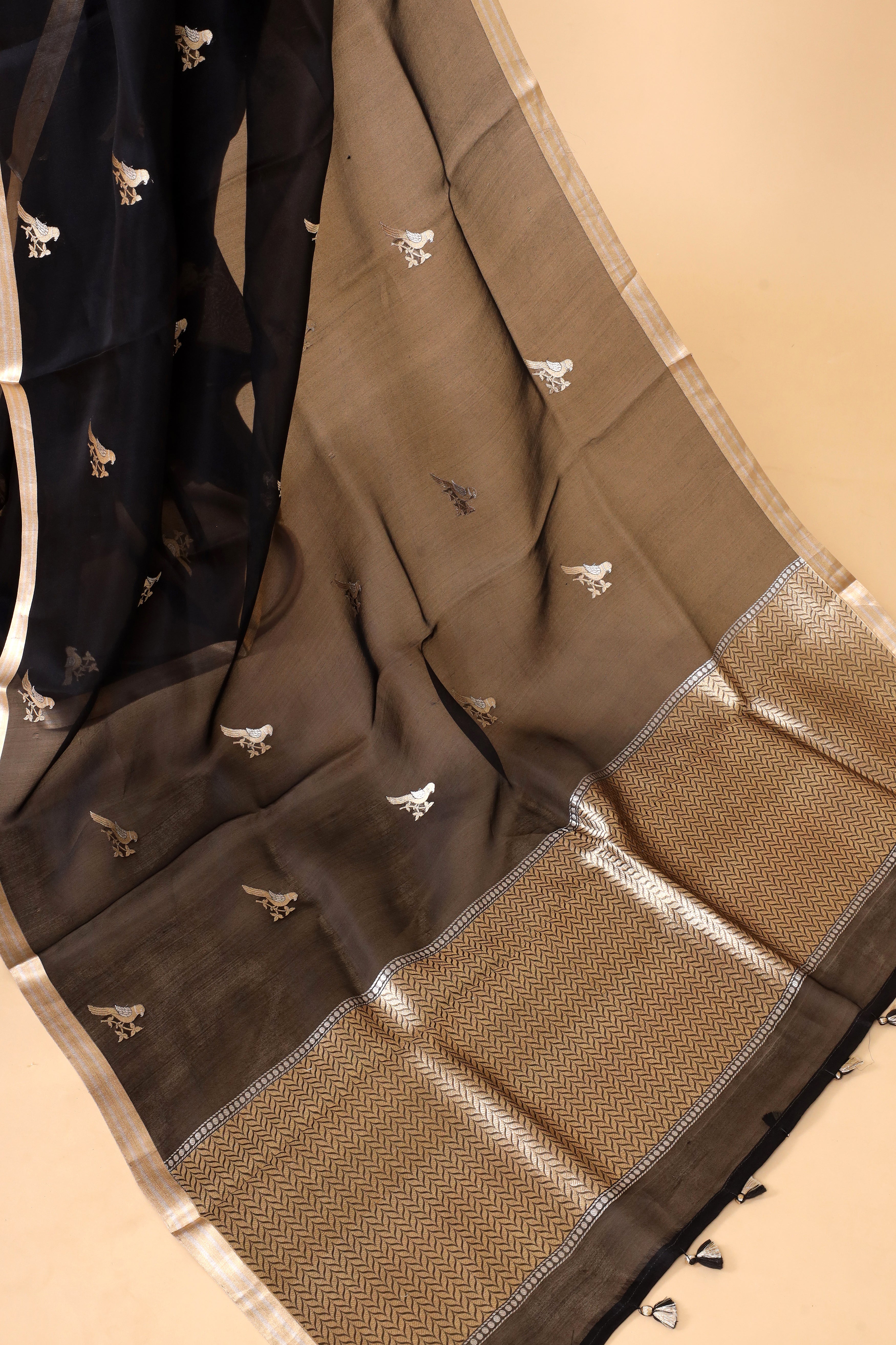 Black Banarasi Handloom Organza Silk Saree
