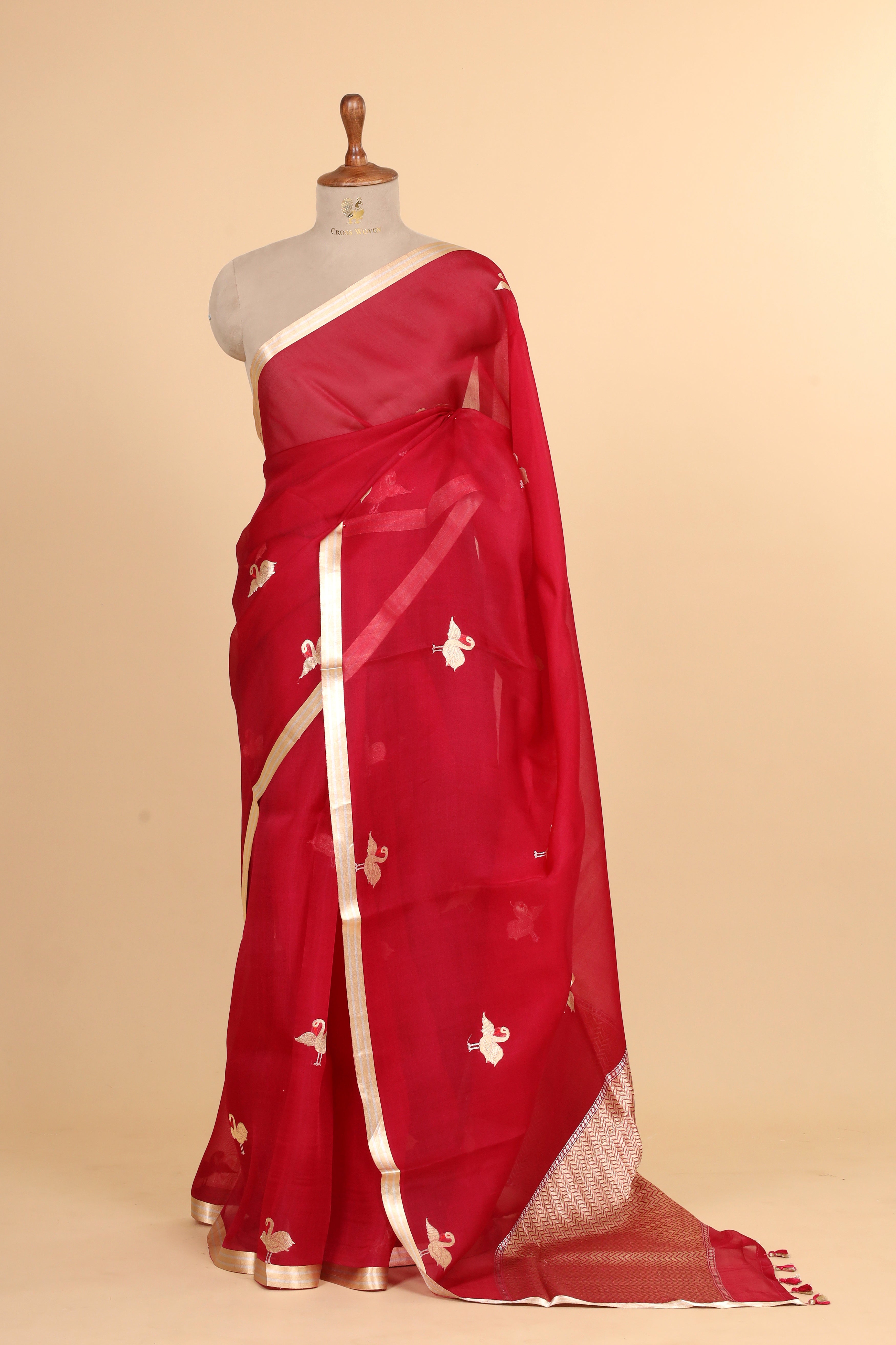 Rani Pink Banarasi Handloom Meenakari Organza Silk Saree