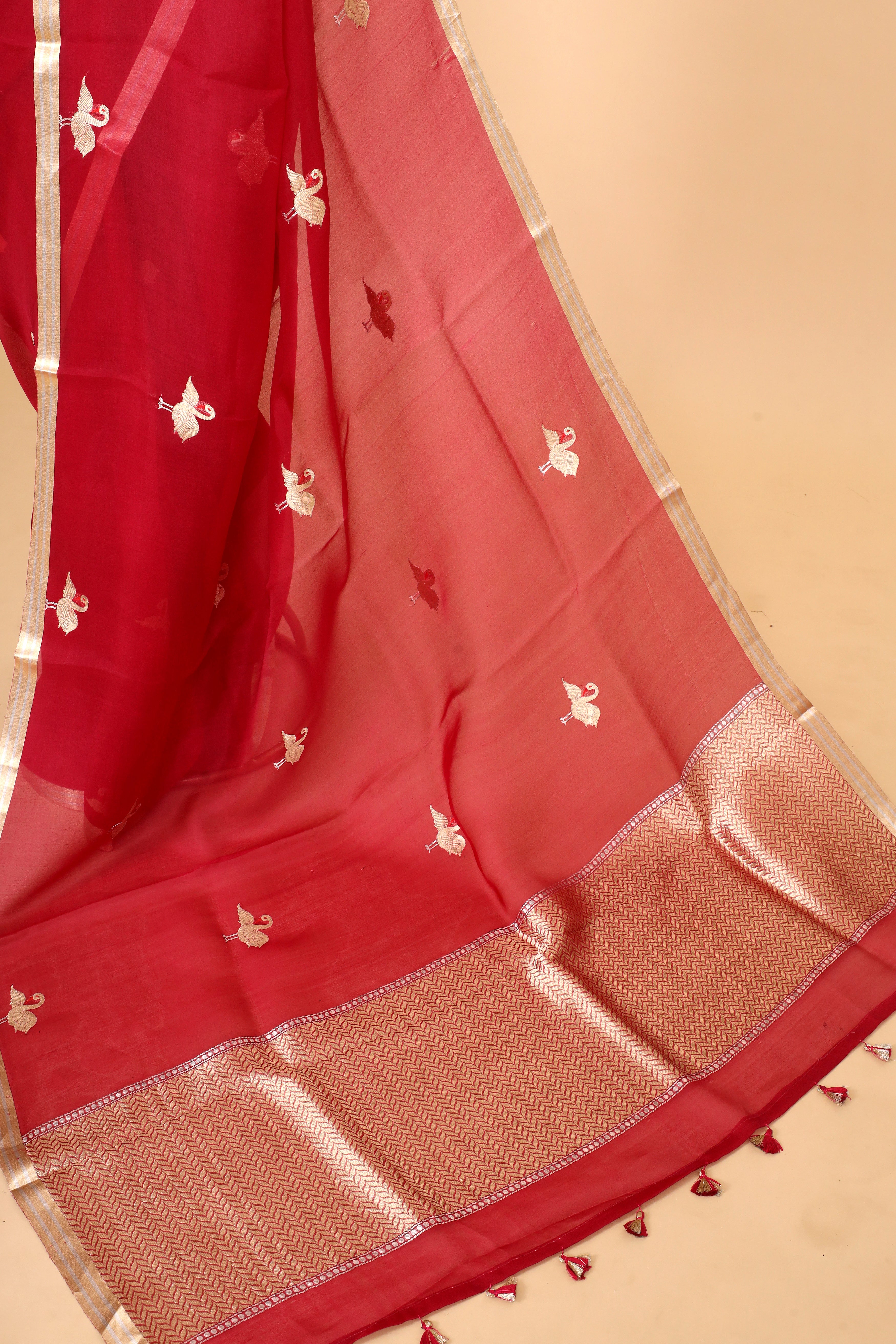 Rani Pink Banarasi Handloom Meenakari Organza Silk Saree