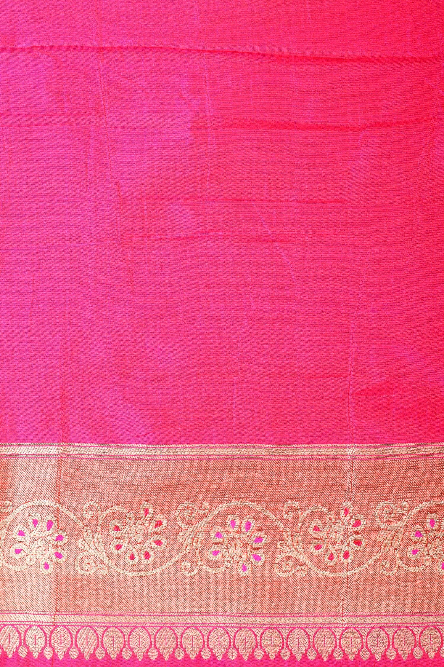 Rangkaat Dual Tone Pink-Red Handwoven Pure Banarasi Katan Silk Saree