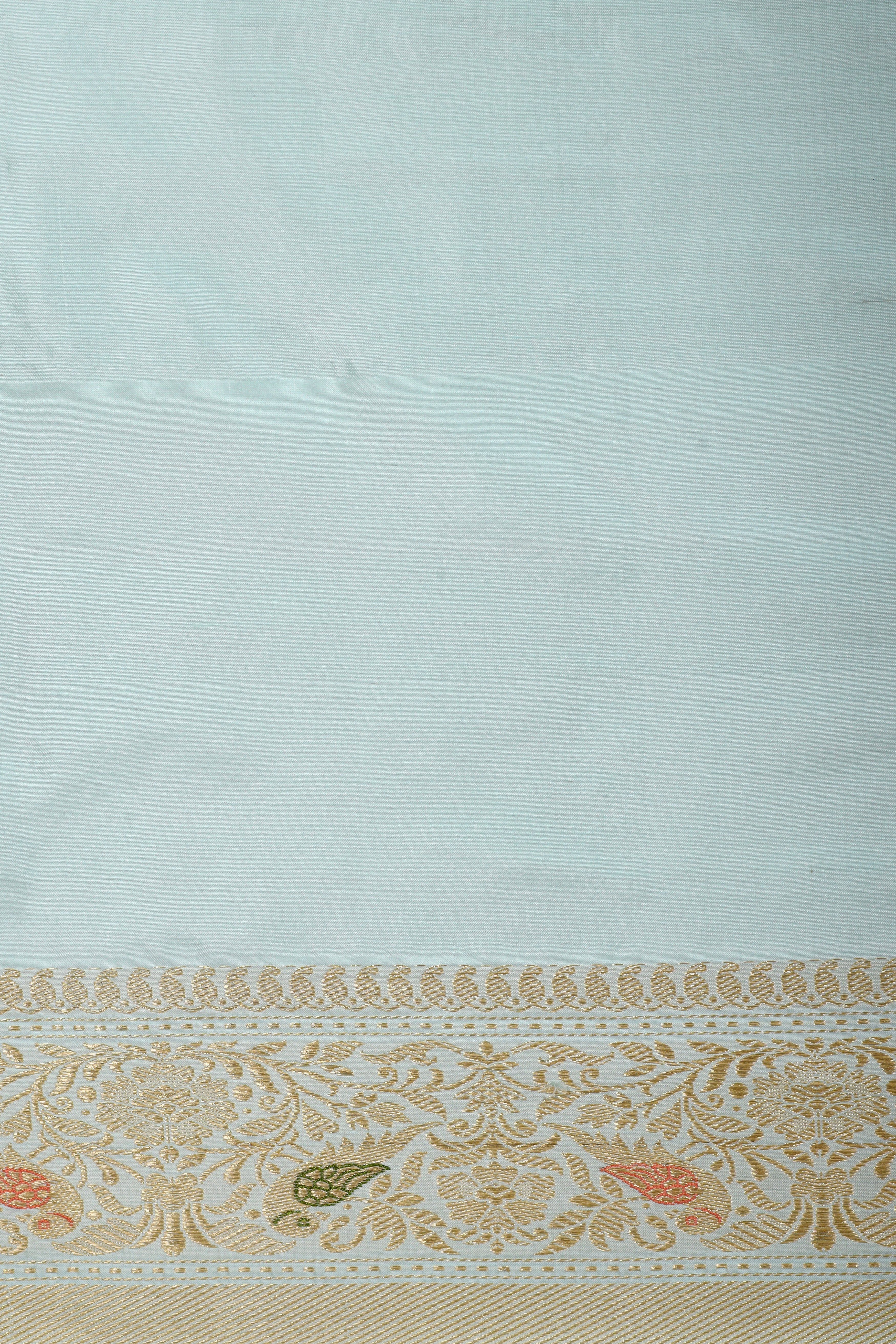 Light Blue Shikarghah Handwoven Pure Banarasi Katan Silk Saree
