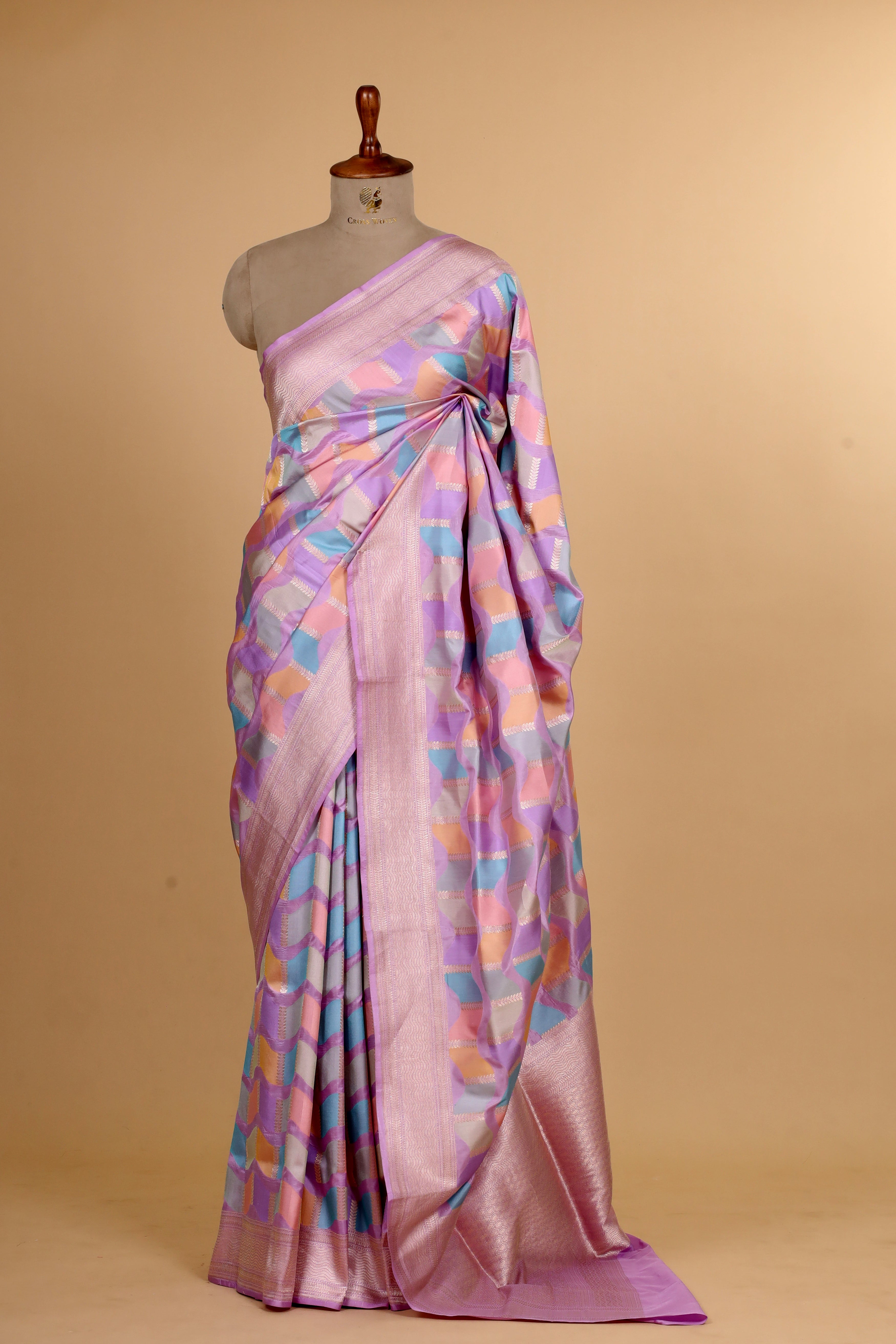 Lavender Rangkaat Pure Banarasi Handloom Katan Silk Saree