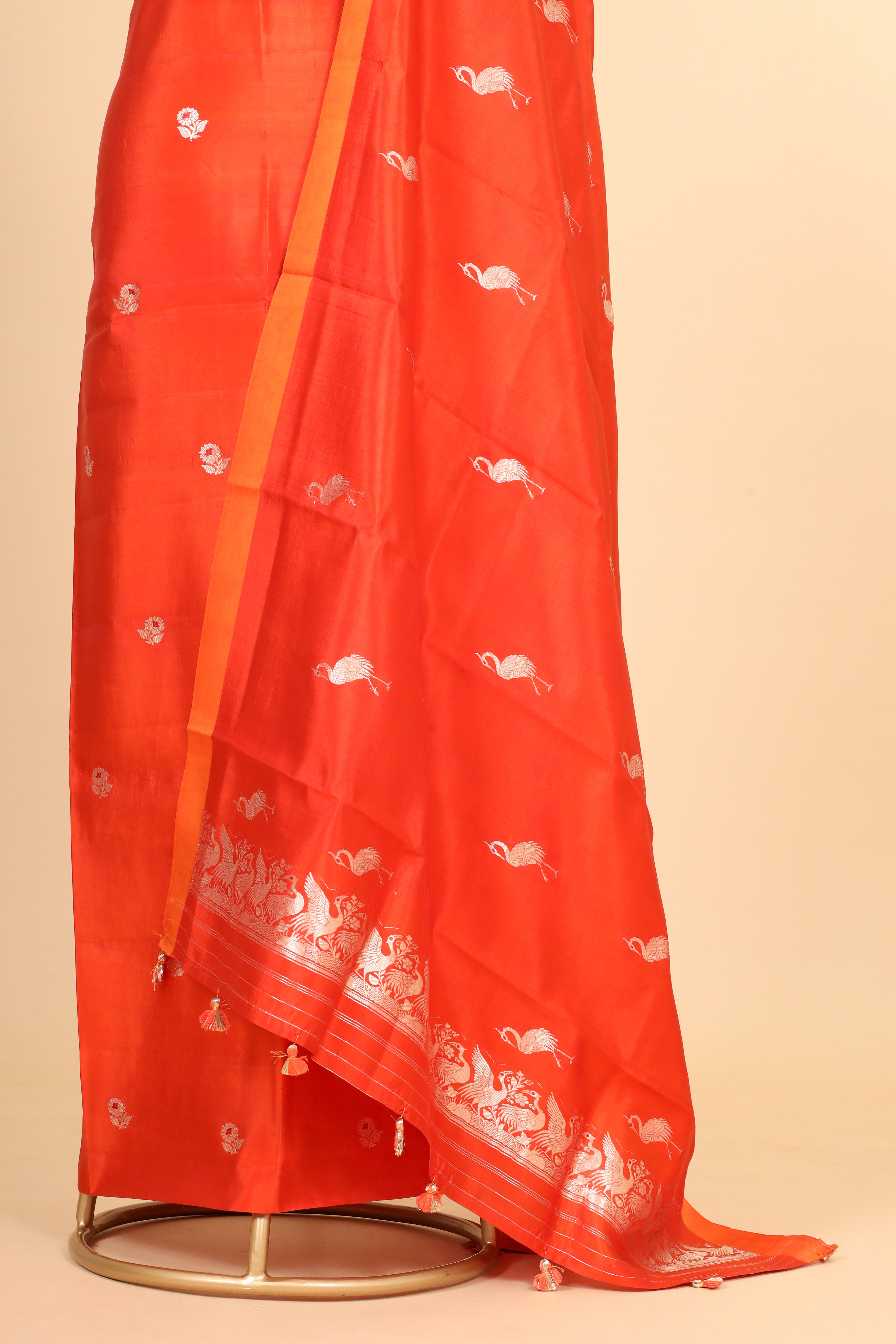 Orange Meenakari Banarasi Soft Silk Suitsets