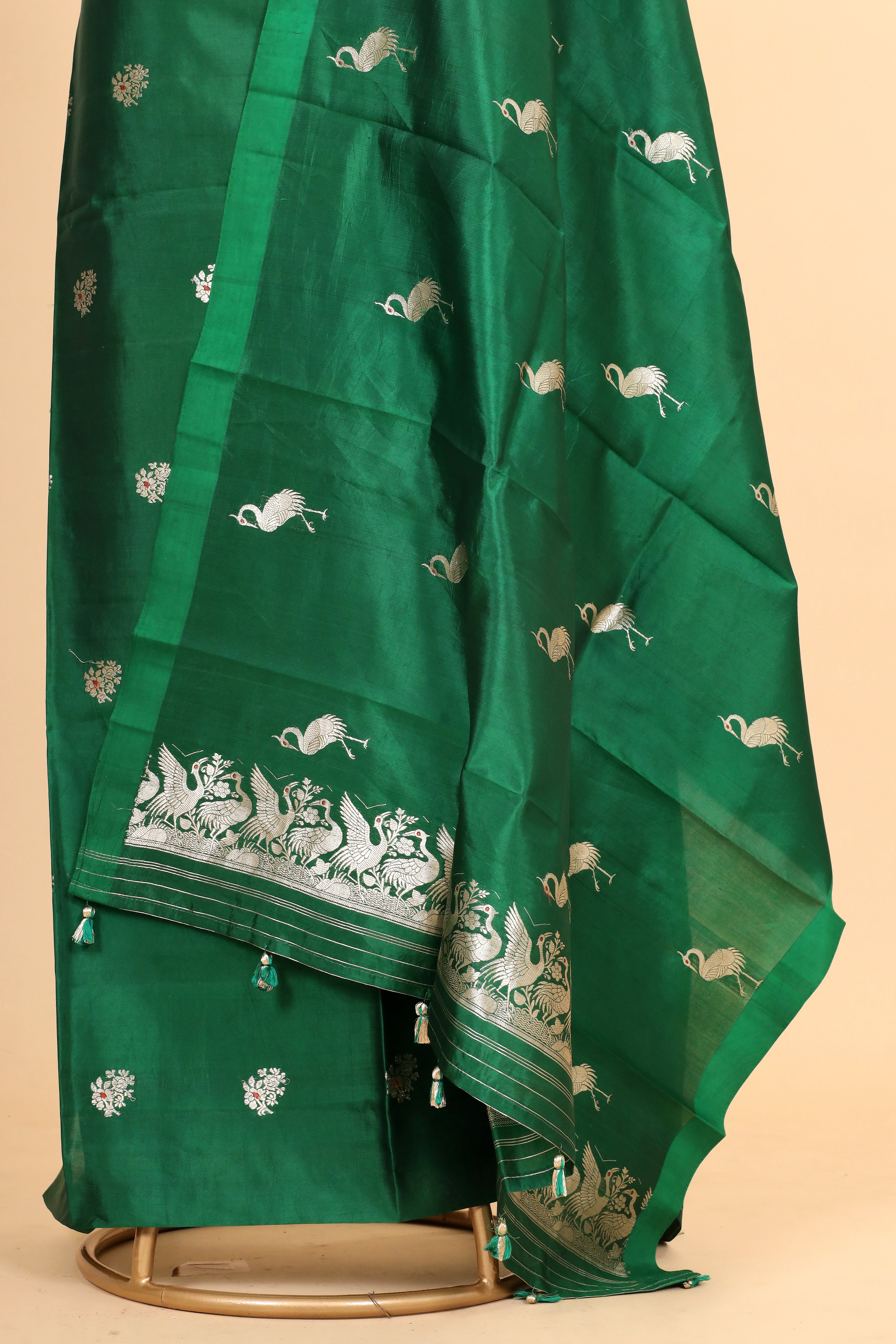 Bottle Green Meenakari Banarasi Soft Silk Suitsets