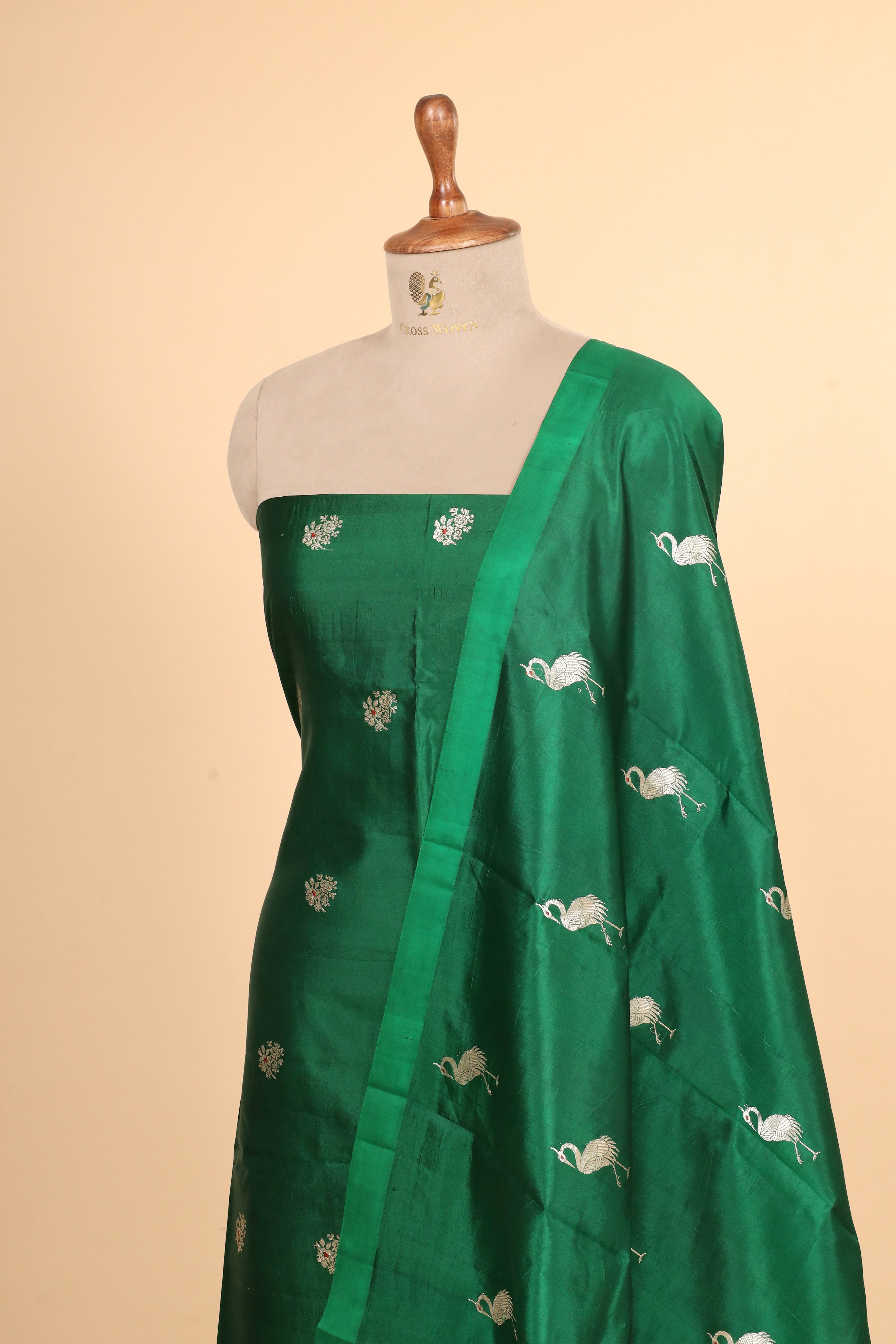 Bottle Green Meenakari Banarasi Soft Silk Suitsets