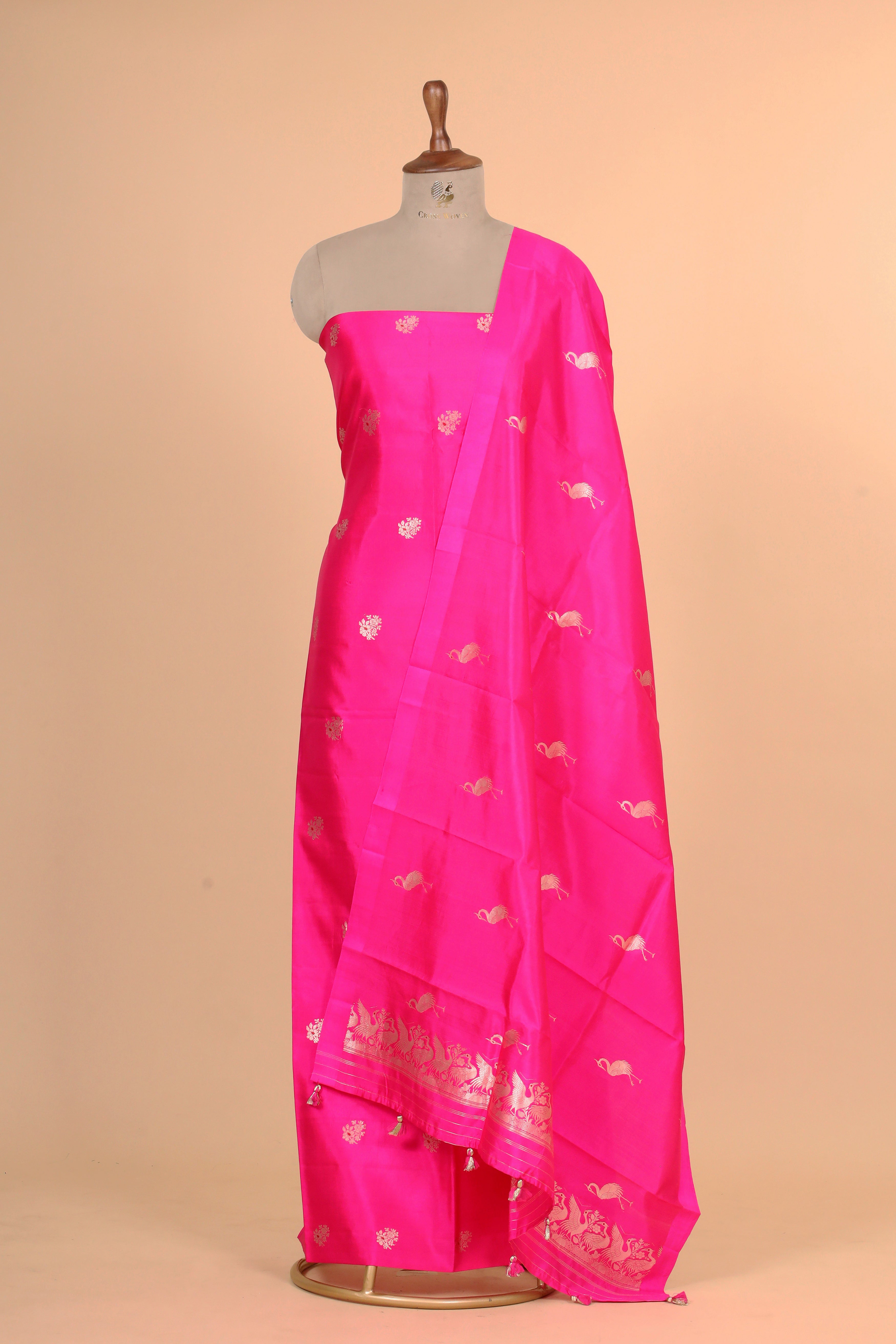Bright Pink Meenakari Banarasi Soft Silk Suitsets
