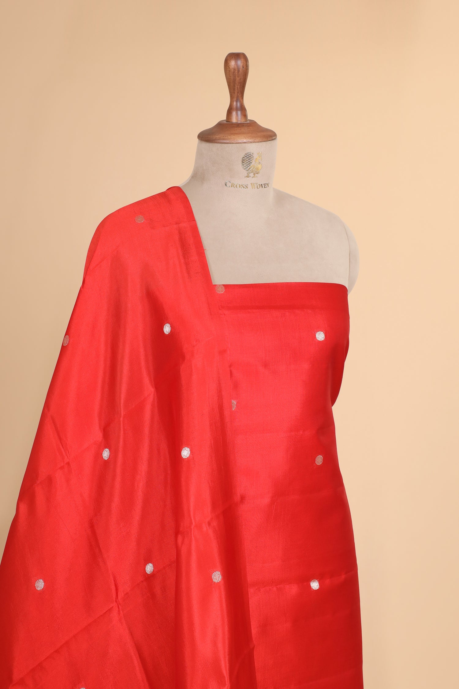 Red Soft Silk Suit Set With Tissue Border Dupatta
