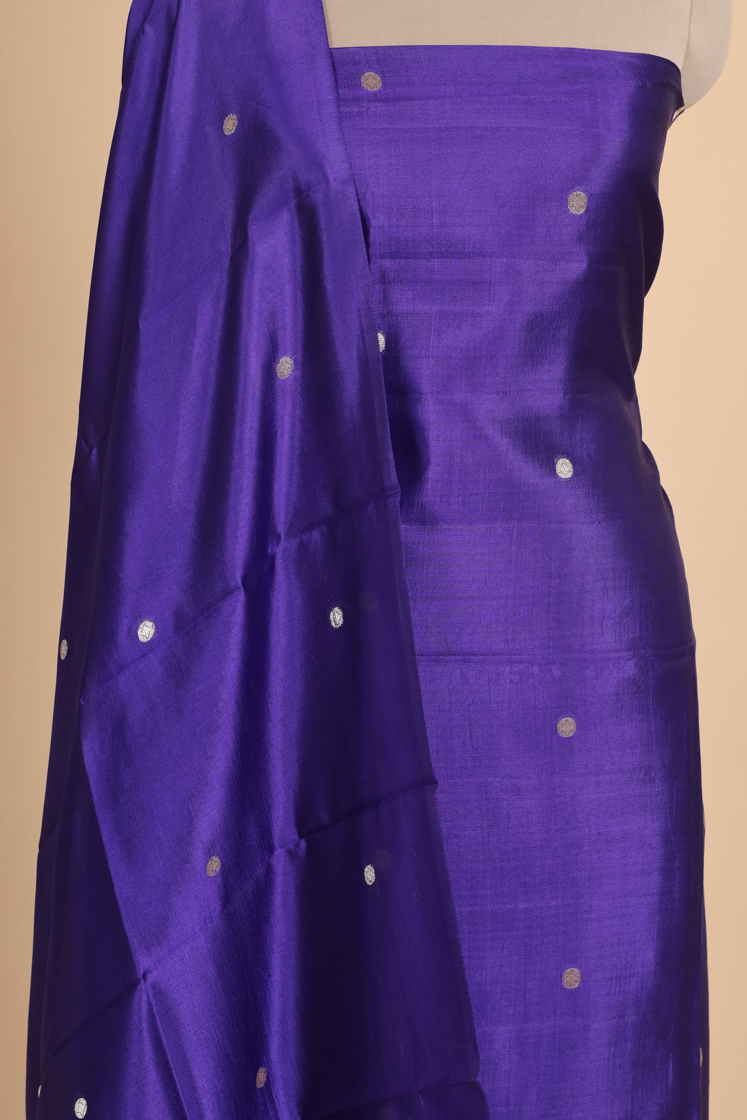 Deep Purple Soft Silk Suit Set With Tissue Border Dupatta