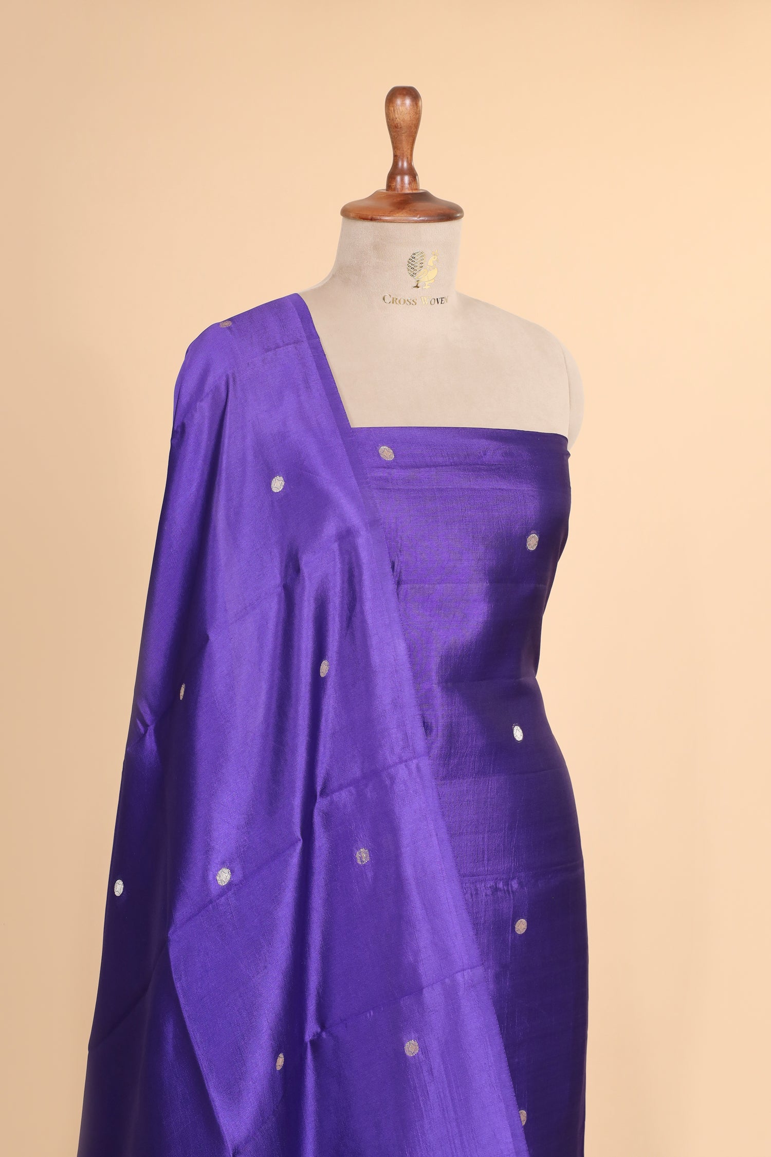 Deep Purple Soft Silk Suit Set With Tissue Border Dupatta