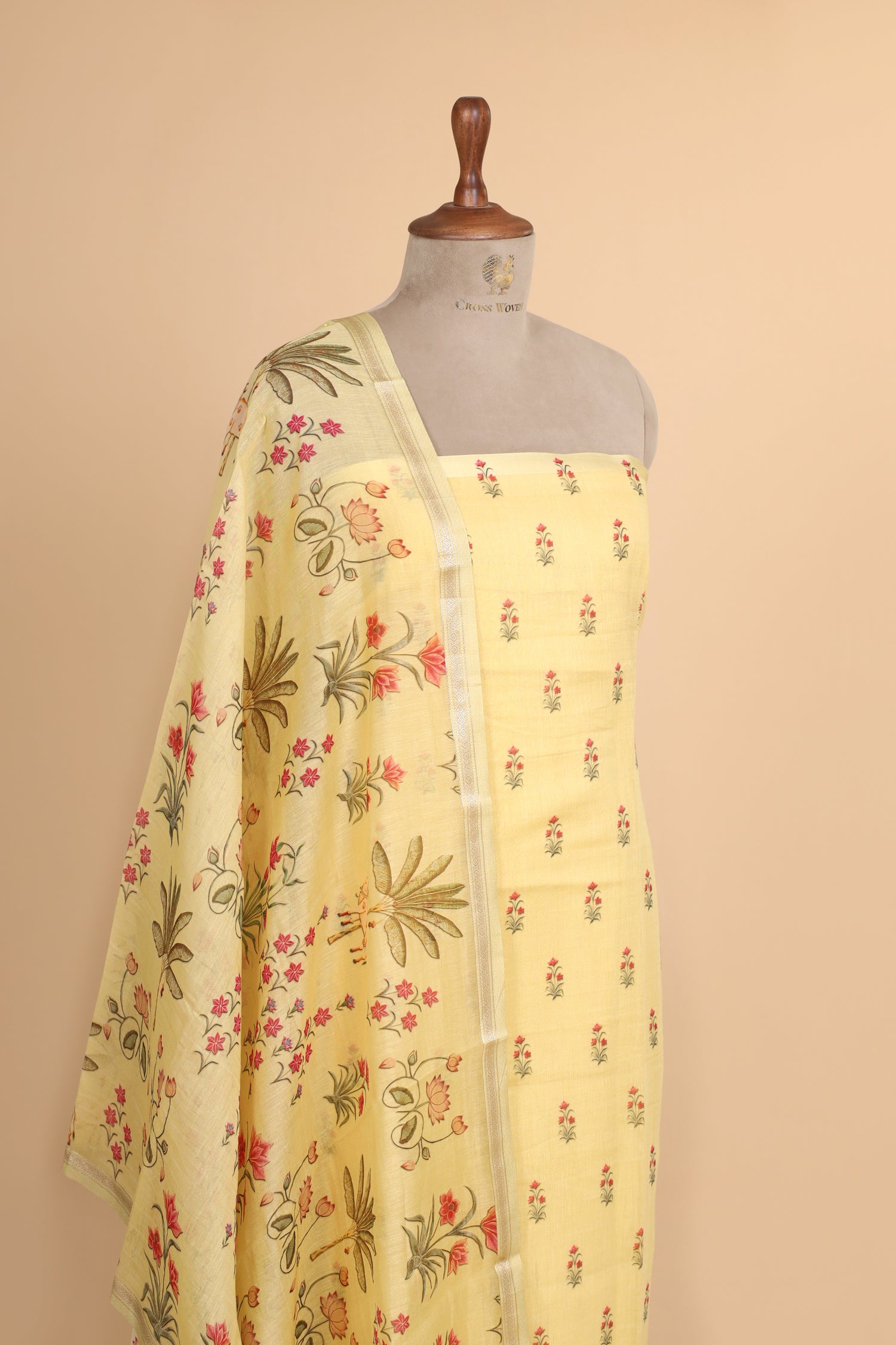 Pastel Yellow Pure Mul Cotton Suit Set