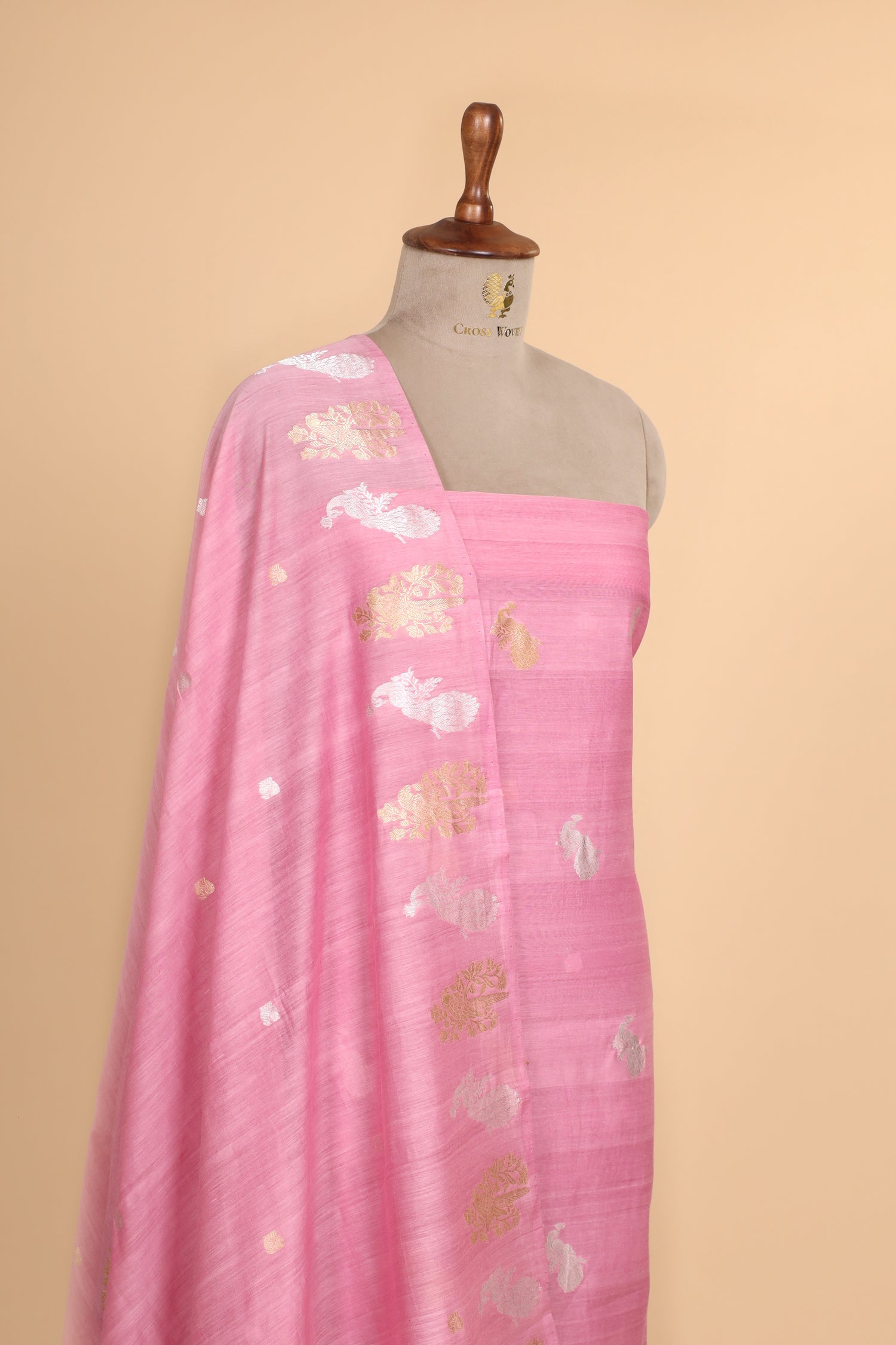 Rose Pink Premium Cotton Banarasi Suit With Organza Dupatta