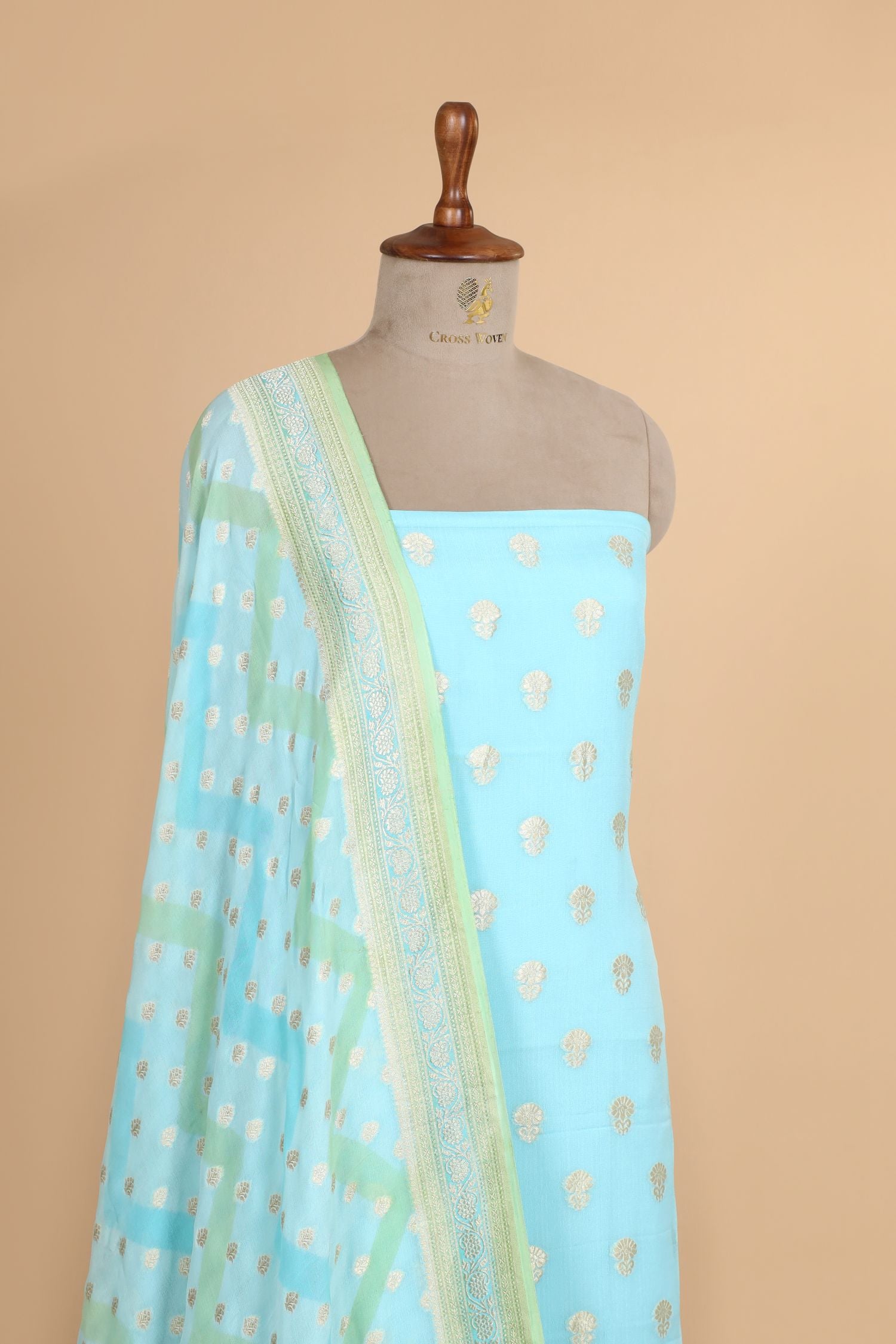 Sky Blue Georgette Suit Set With Rangkaat Dupatta