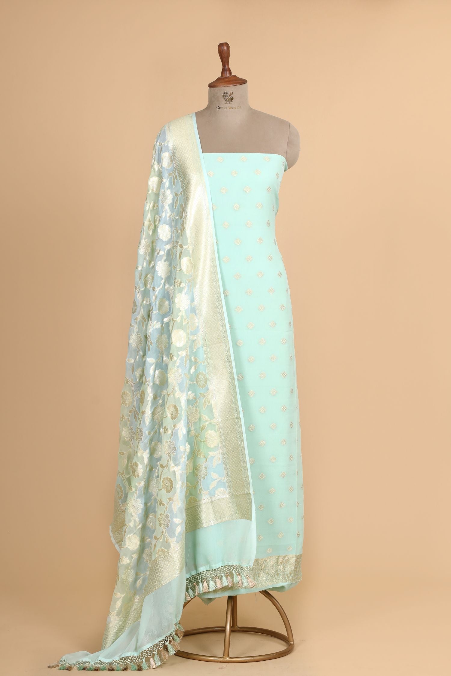 Mint Green Georgette Suit Set With Rangkaat Dupatta