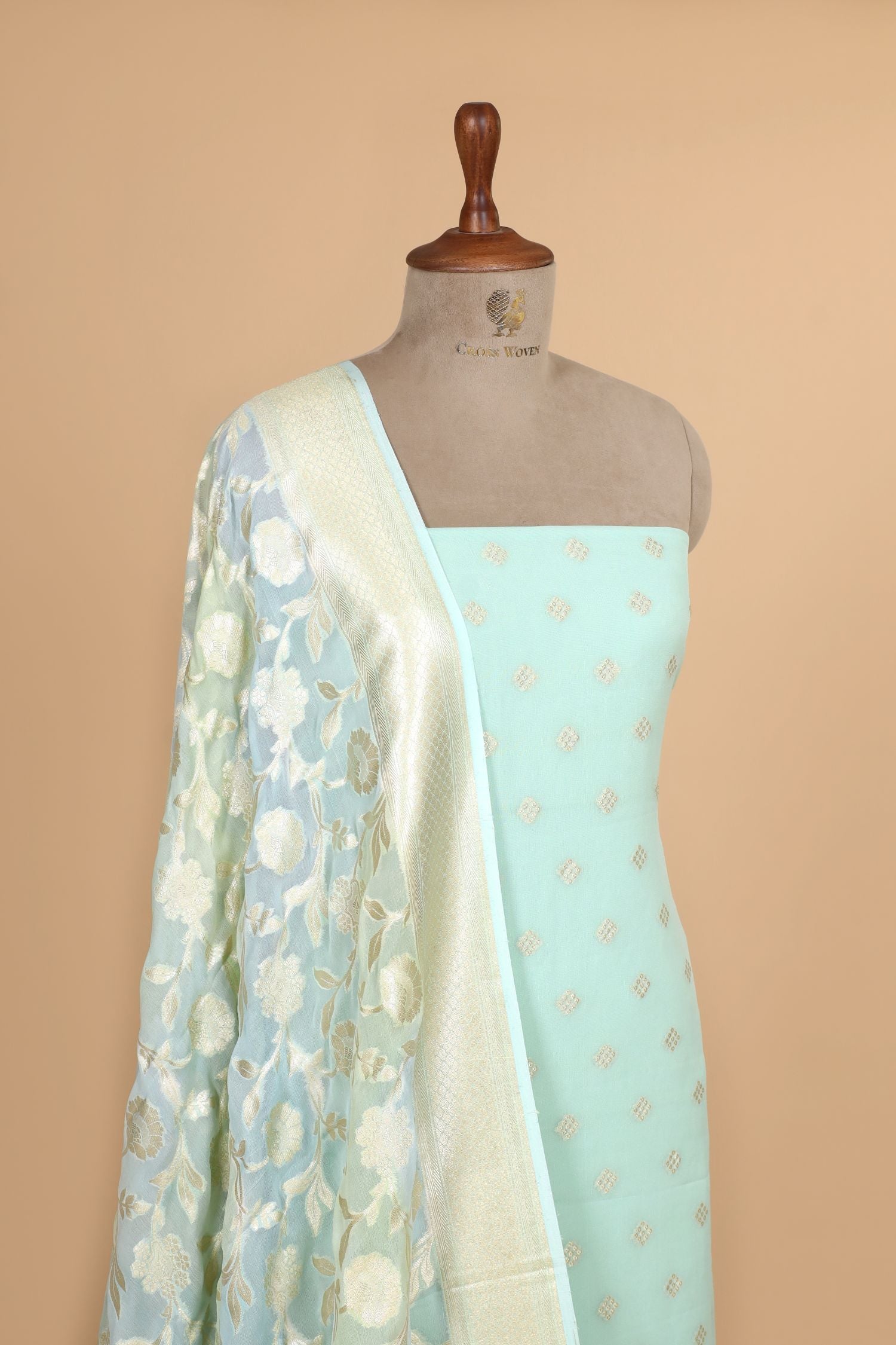 Mint Green Georgette Suit Set With Rangkaat Dupatta