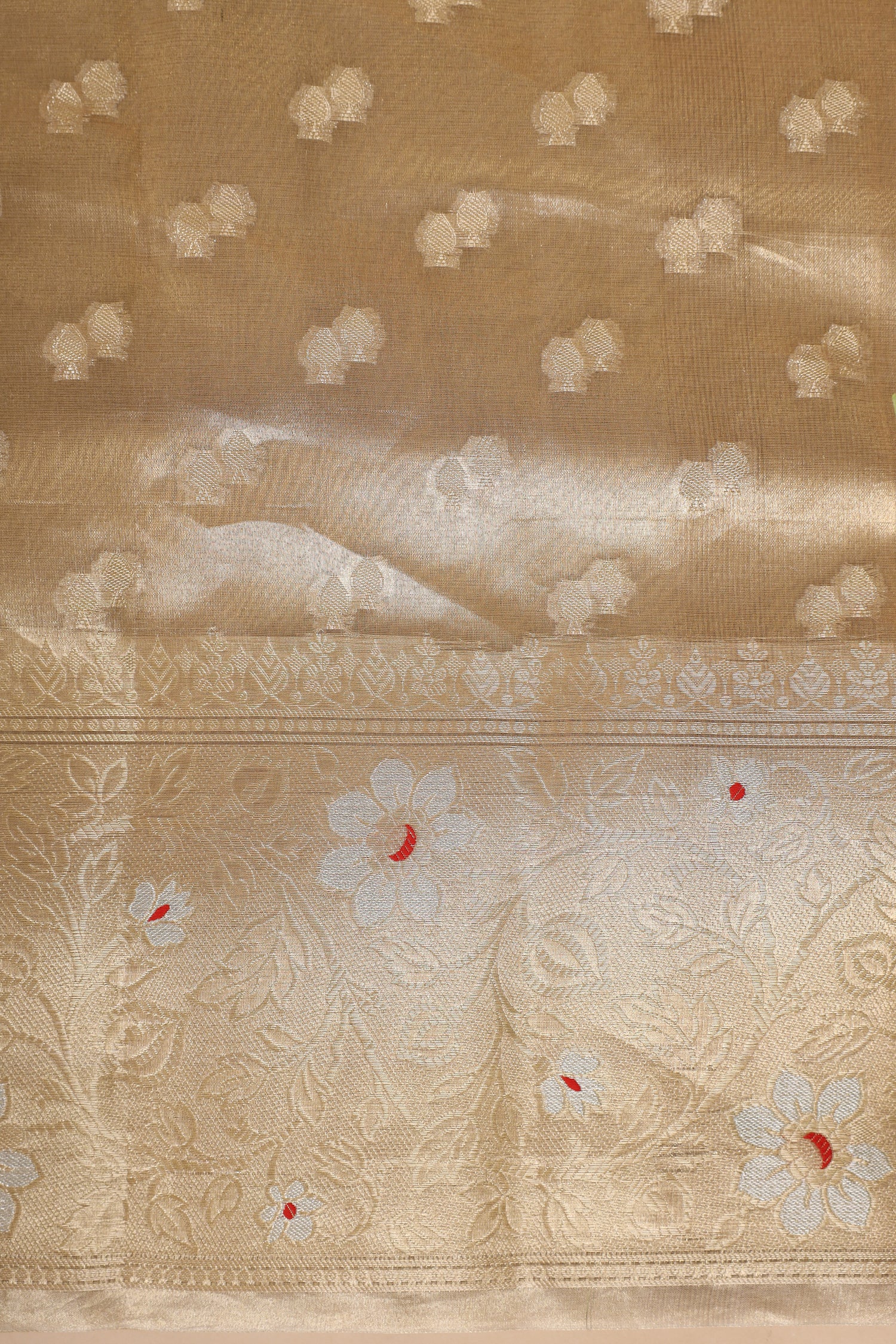 Gold Tissue Silk Saree With Broad Zari Border