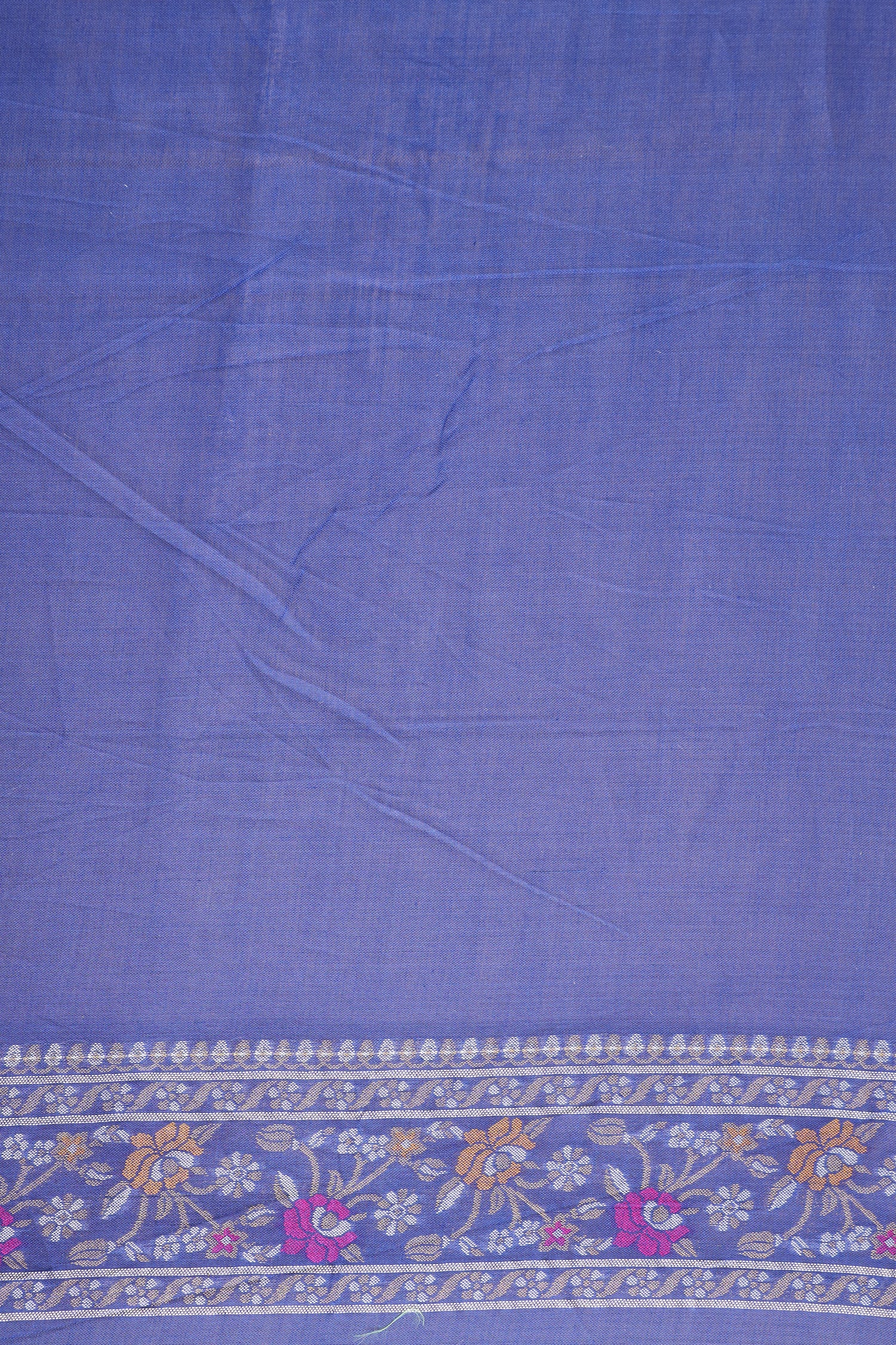 Cobalt Blue Pure Jamdani Silk Saree with Meenakari Floral Jaal