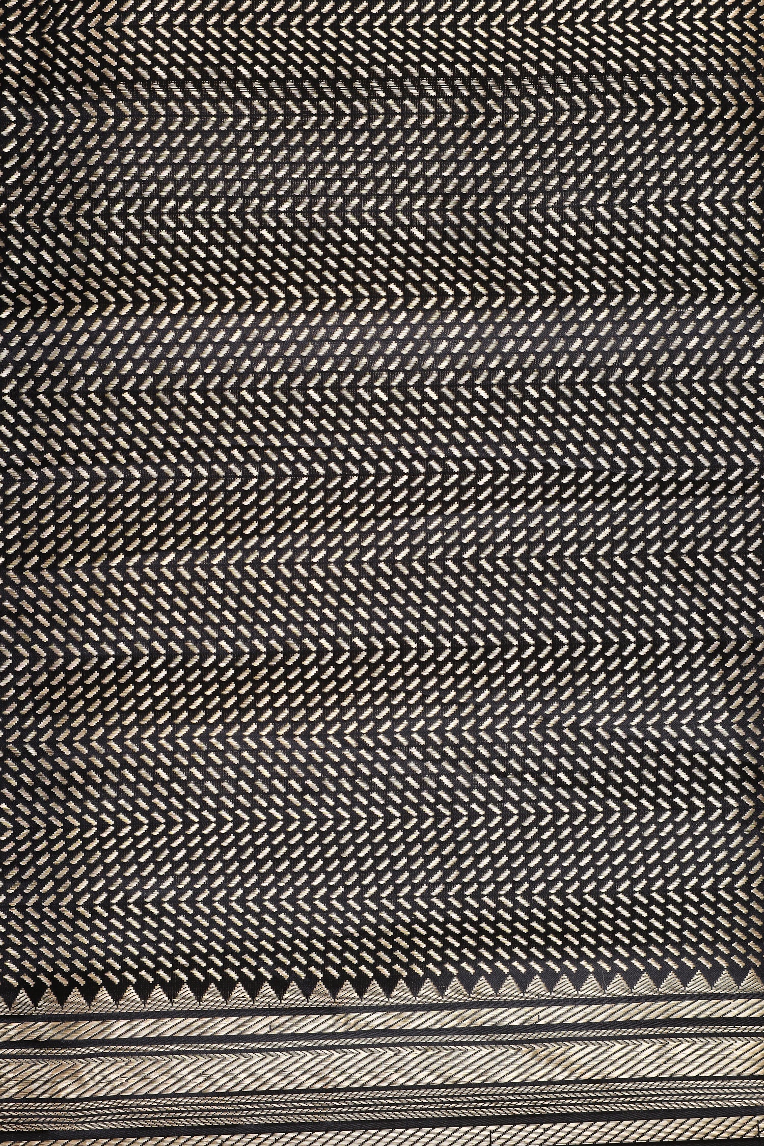 Black & Ivory Handwoven Pure Banarasi Katan Silk Tanchoi Saree