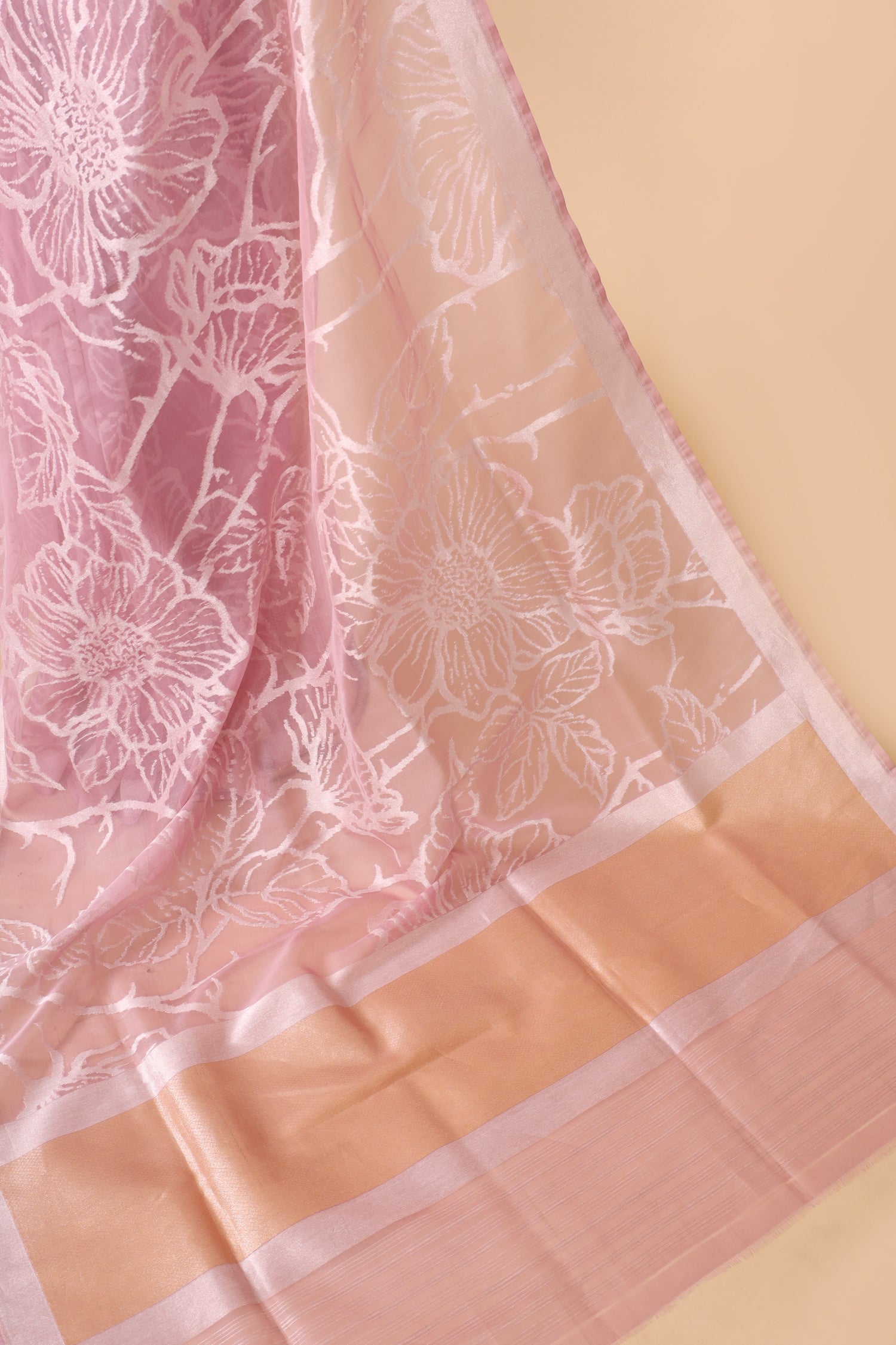 Pastel Pink Organza Silk Saree