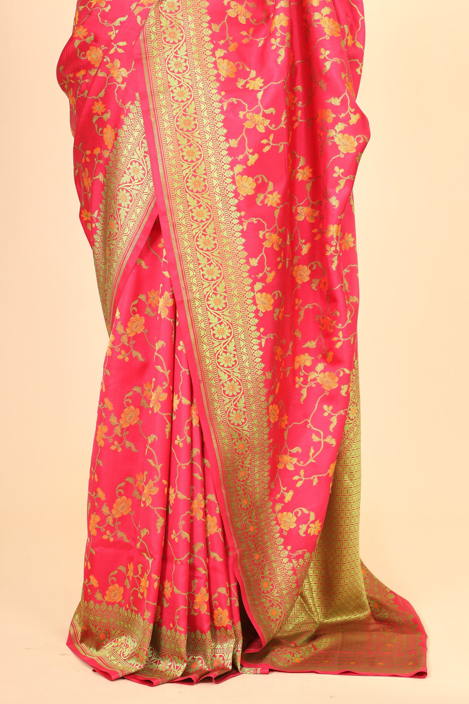 Hot Pink Handwoven Pure Banarasi Katan Silk Saree