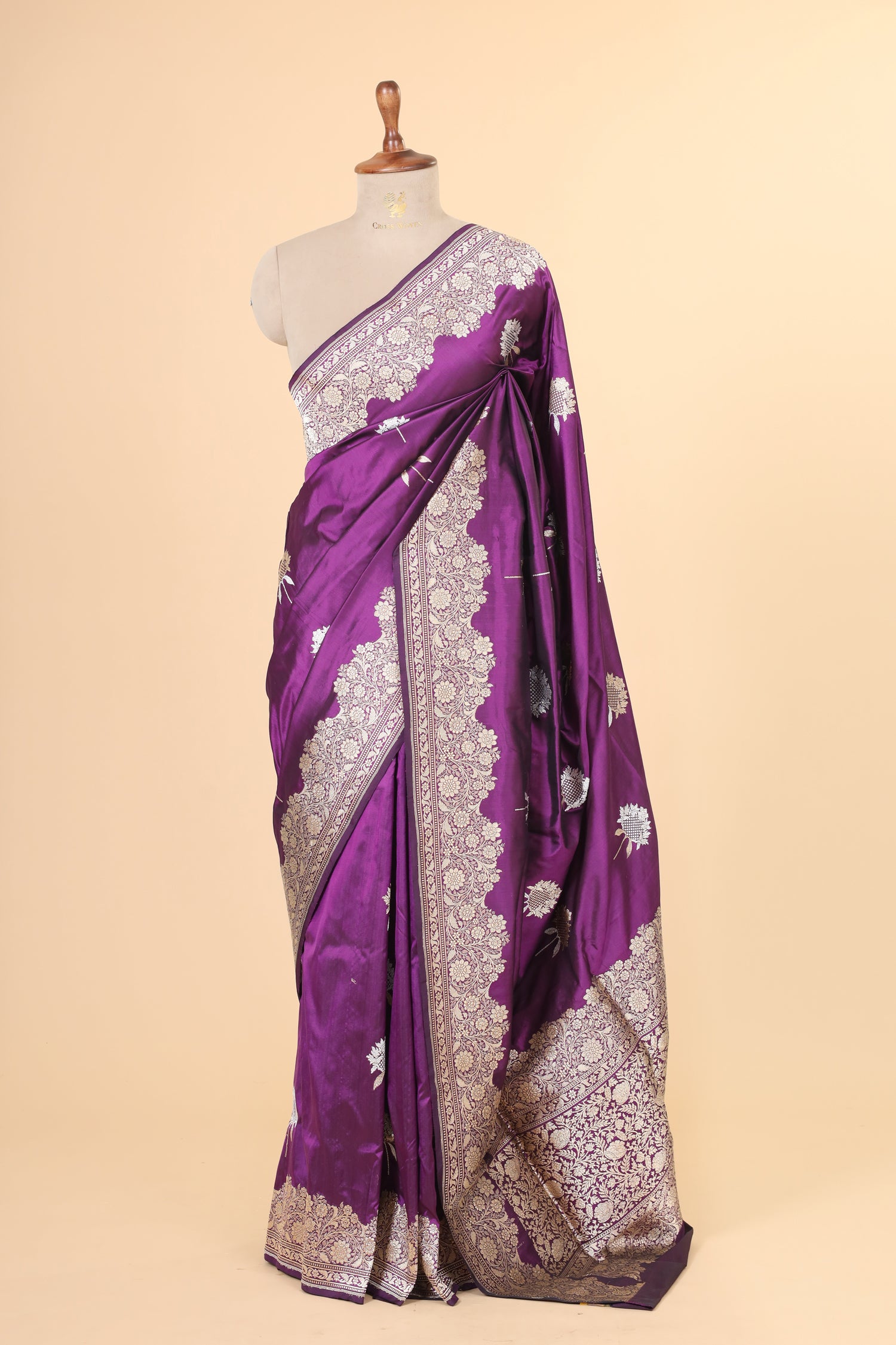 Royal Purple Handwoven Pure Banarasi Katan Silk Saree