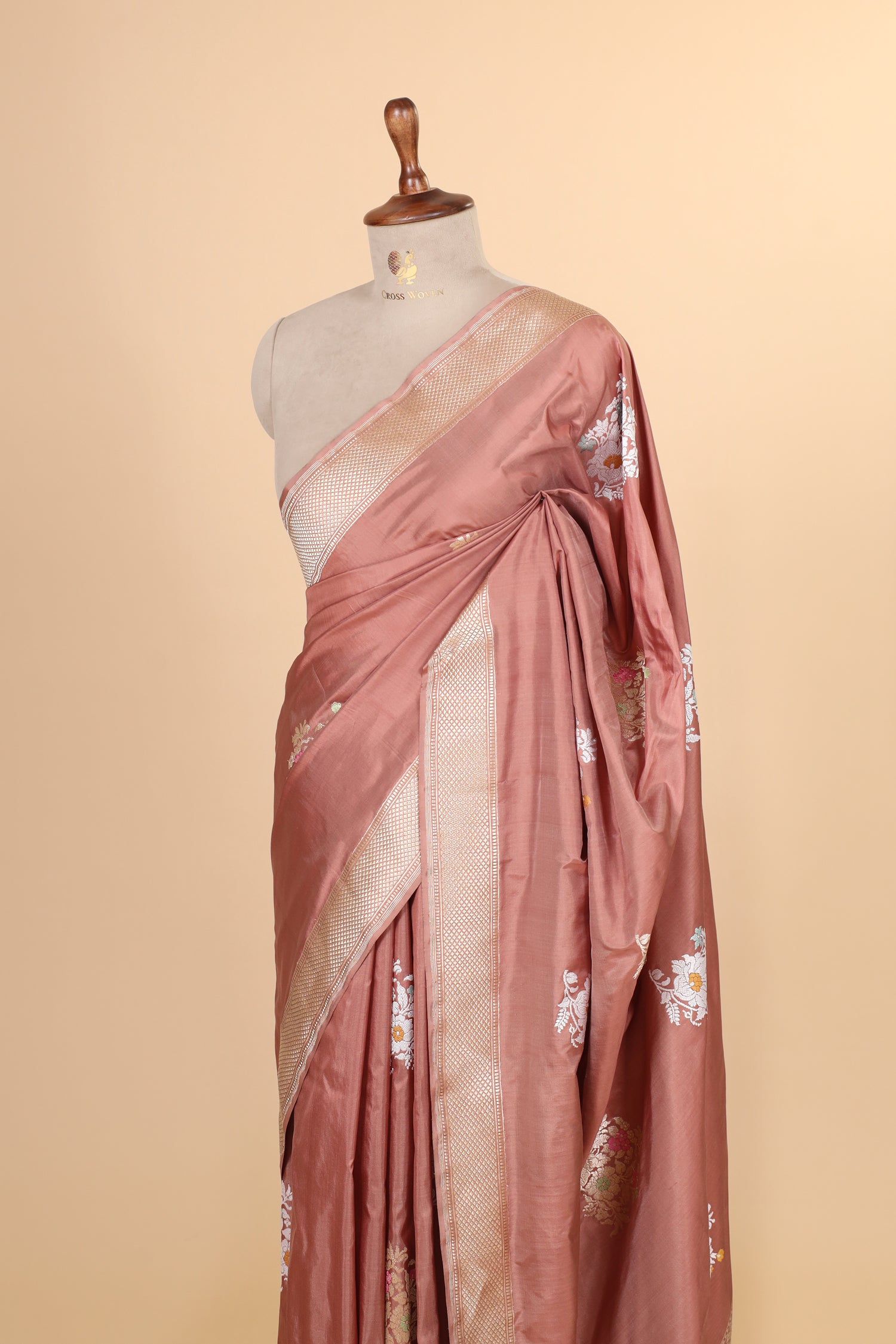Dusty Rose Pink Handwoven Pure Banarasi Katan Silk Saree