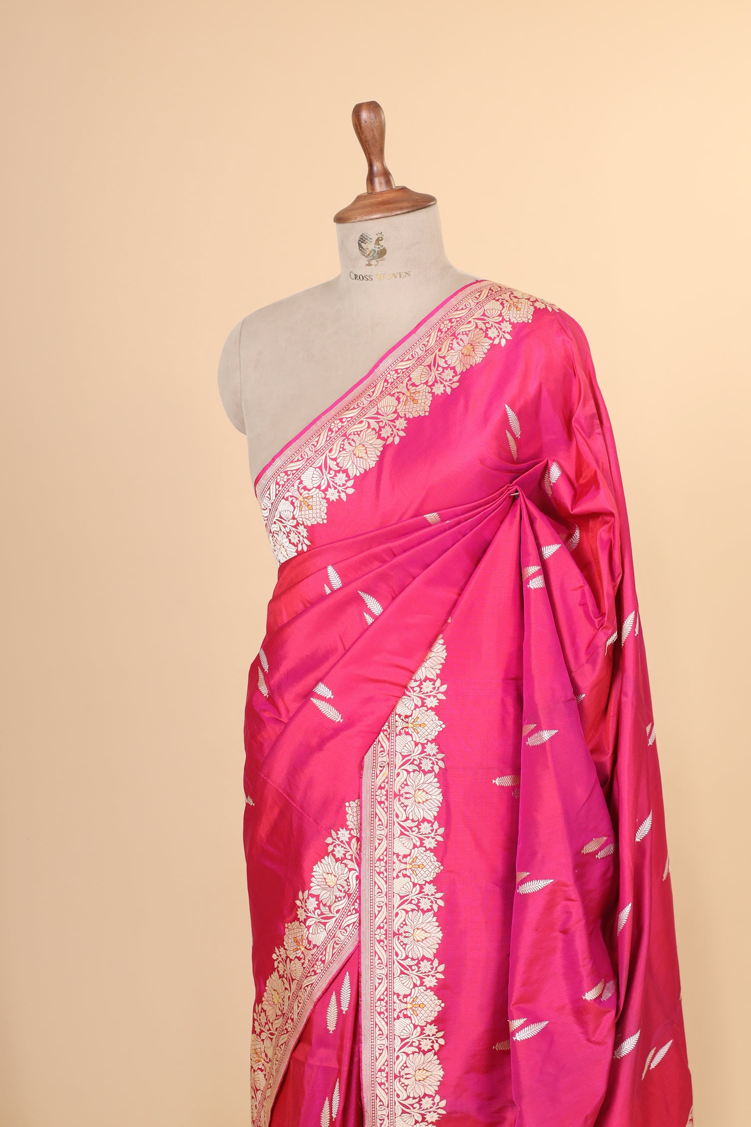 Vibrant Rani Pink Handwoven Pure Banarasi Katan Silk Saree