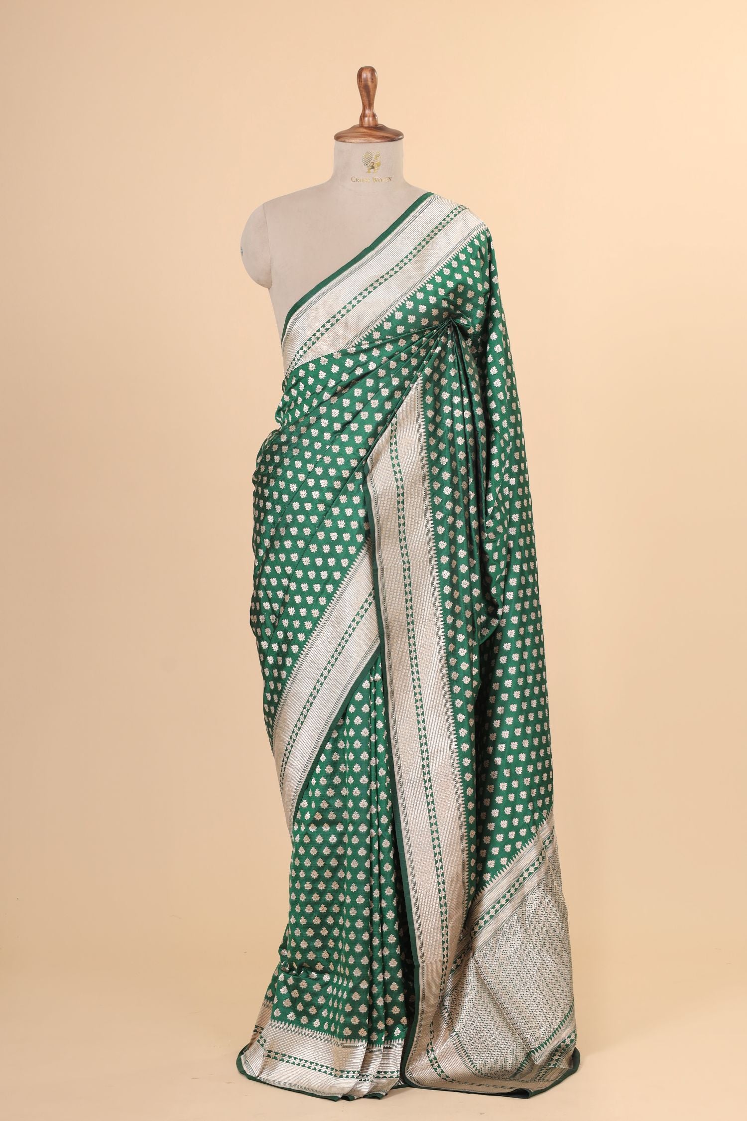 Emerald Green Handwoven Pure Banarasi Katan Silk Saree