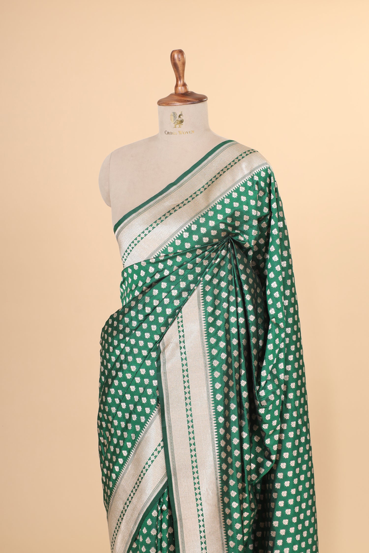Emerald Green Handwoven Pure Banarasi Katan Silk Saree