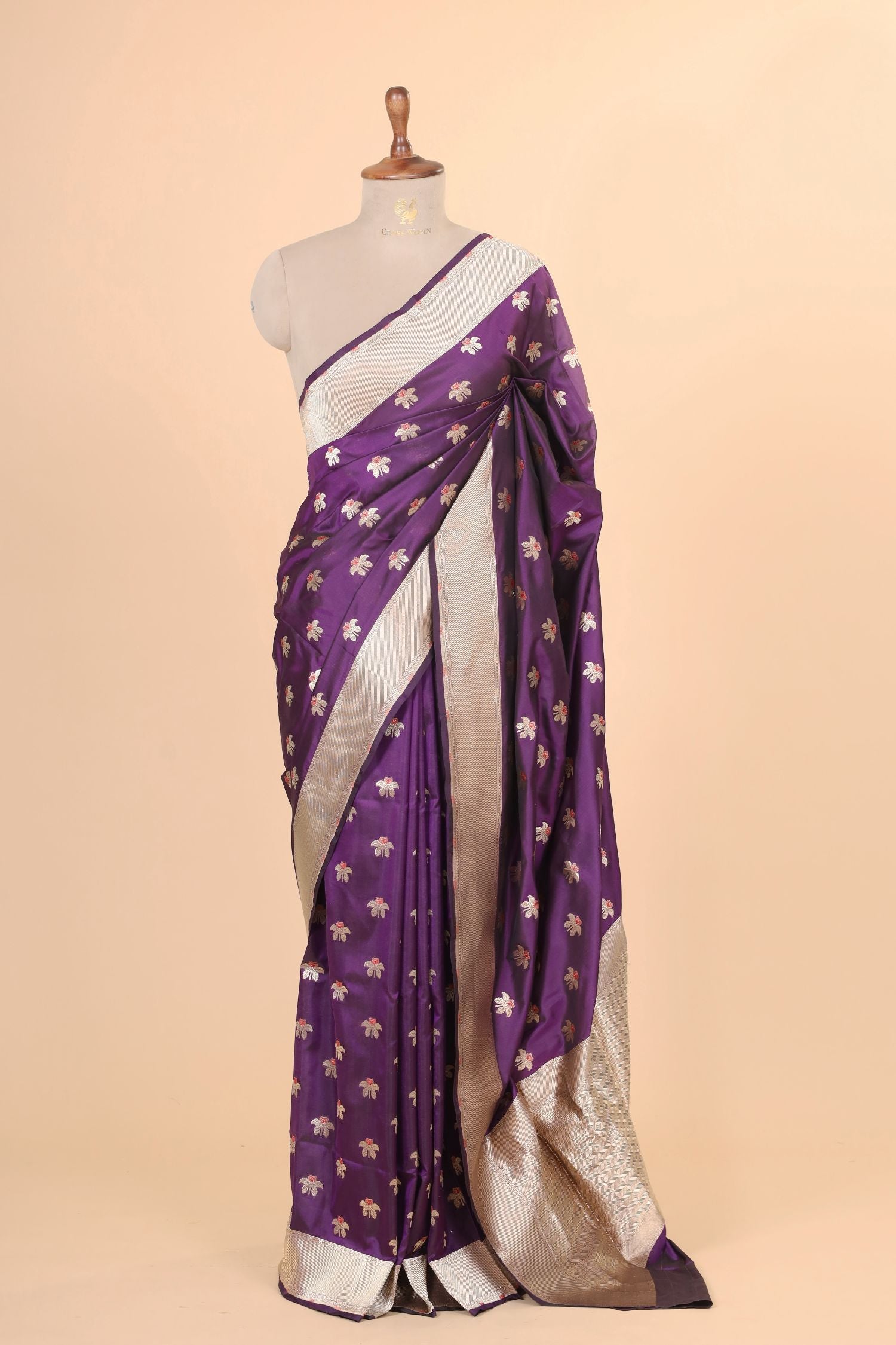 Deep Purple Handwoven Pure Banarasi Katan Silk Saree