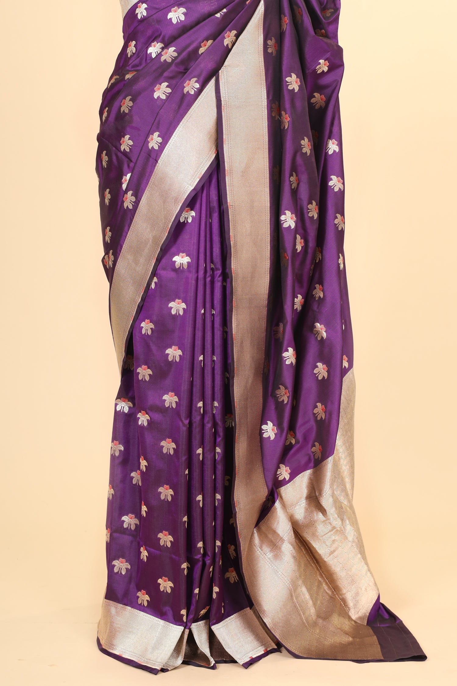 Deep Purple Handwoven Pure Banarasi Katan Silk Saree