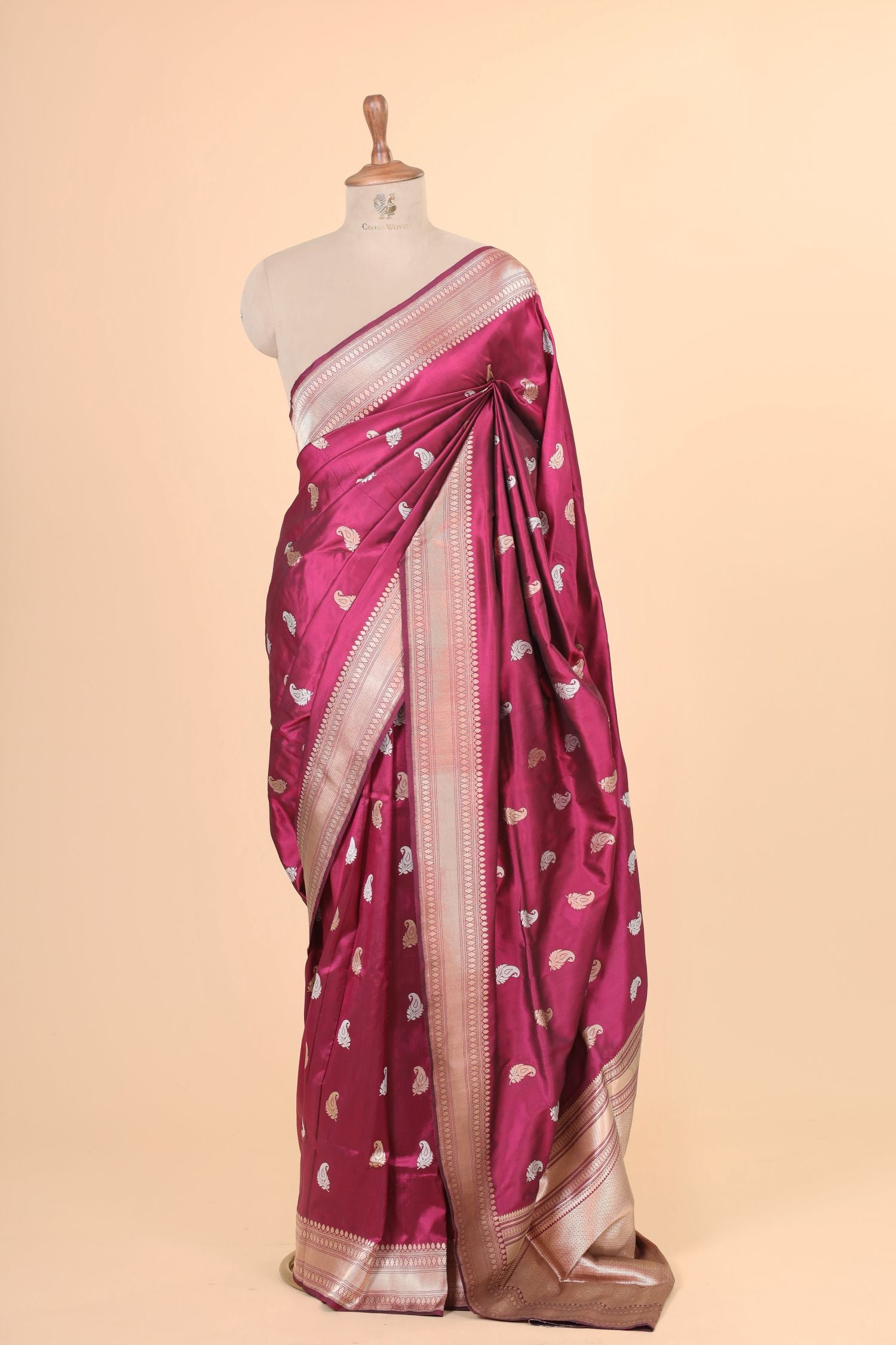 Wine Magenta Handwoven Pure Banarasi Katan Silk Saree